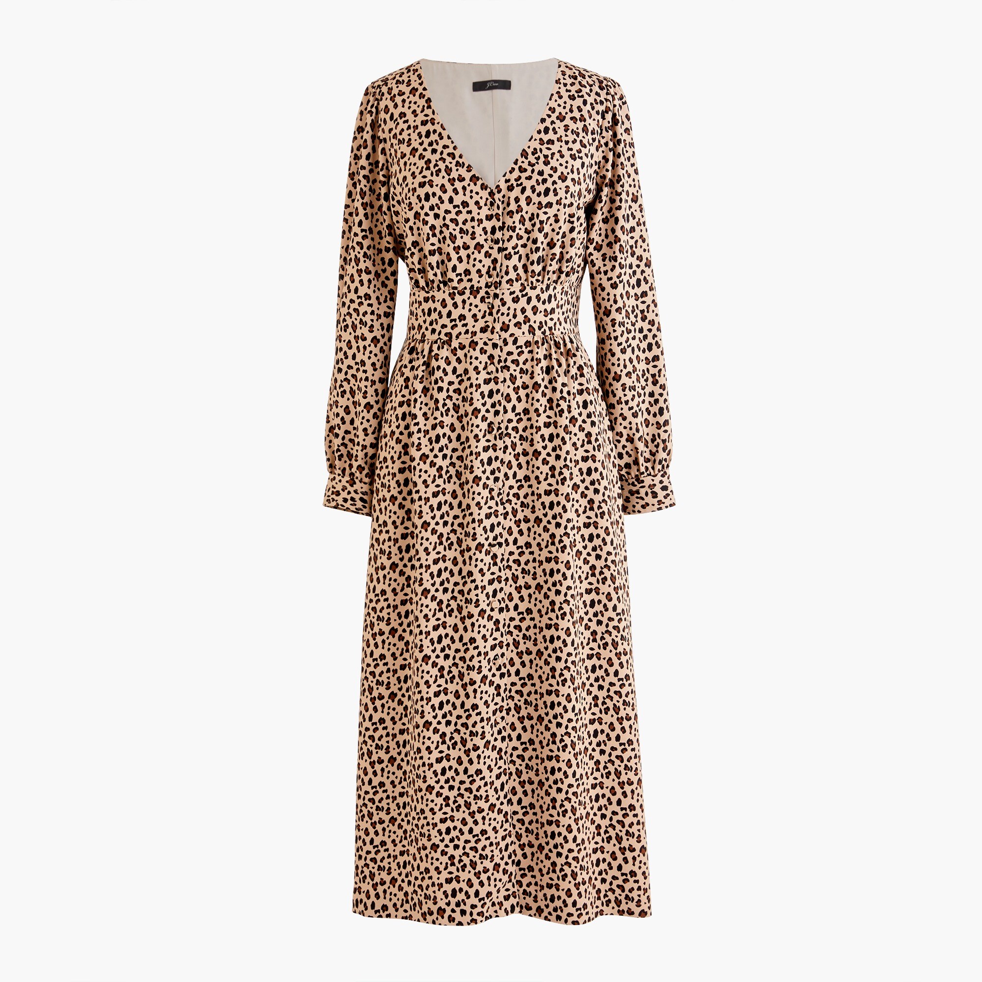 Button-front A-line midi dress in leopard