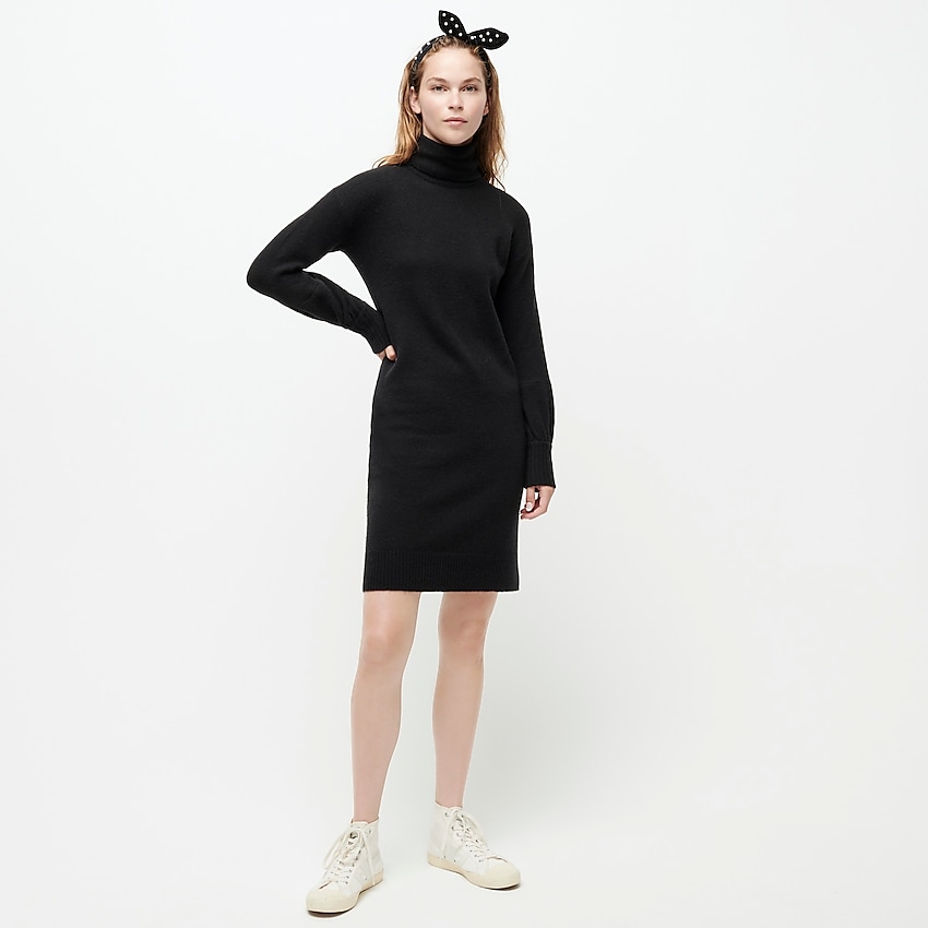 j.crew: turtleneck sweater-dress in supersoft yarn, right side, view zoomed