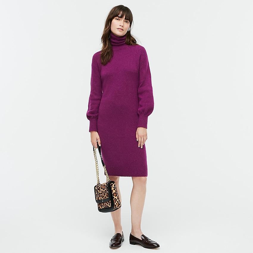 j.crew: turtleneck sweater-dress in supersoft yarn, right side, view zoomed