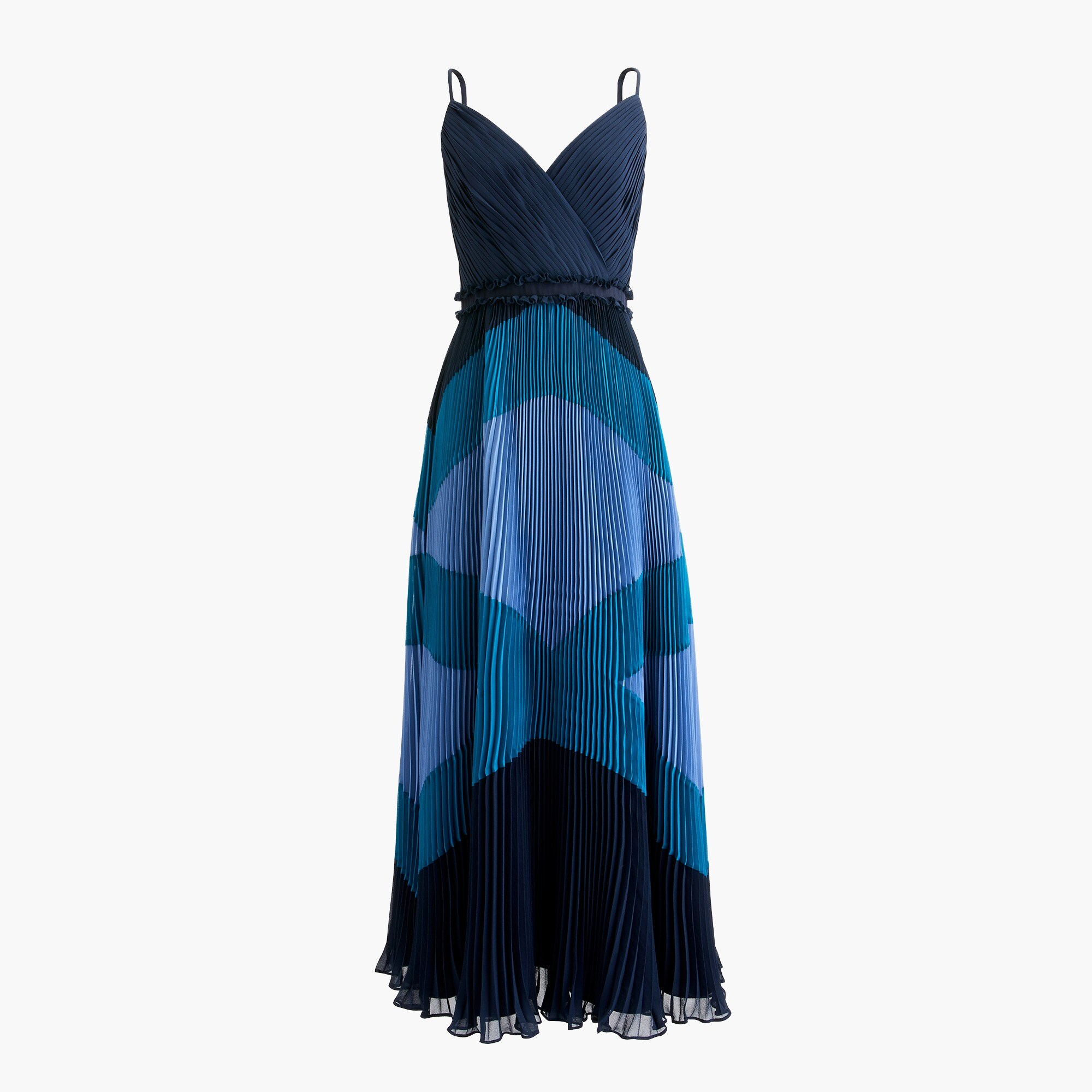 Pleated maxi dress in geometric print