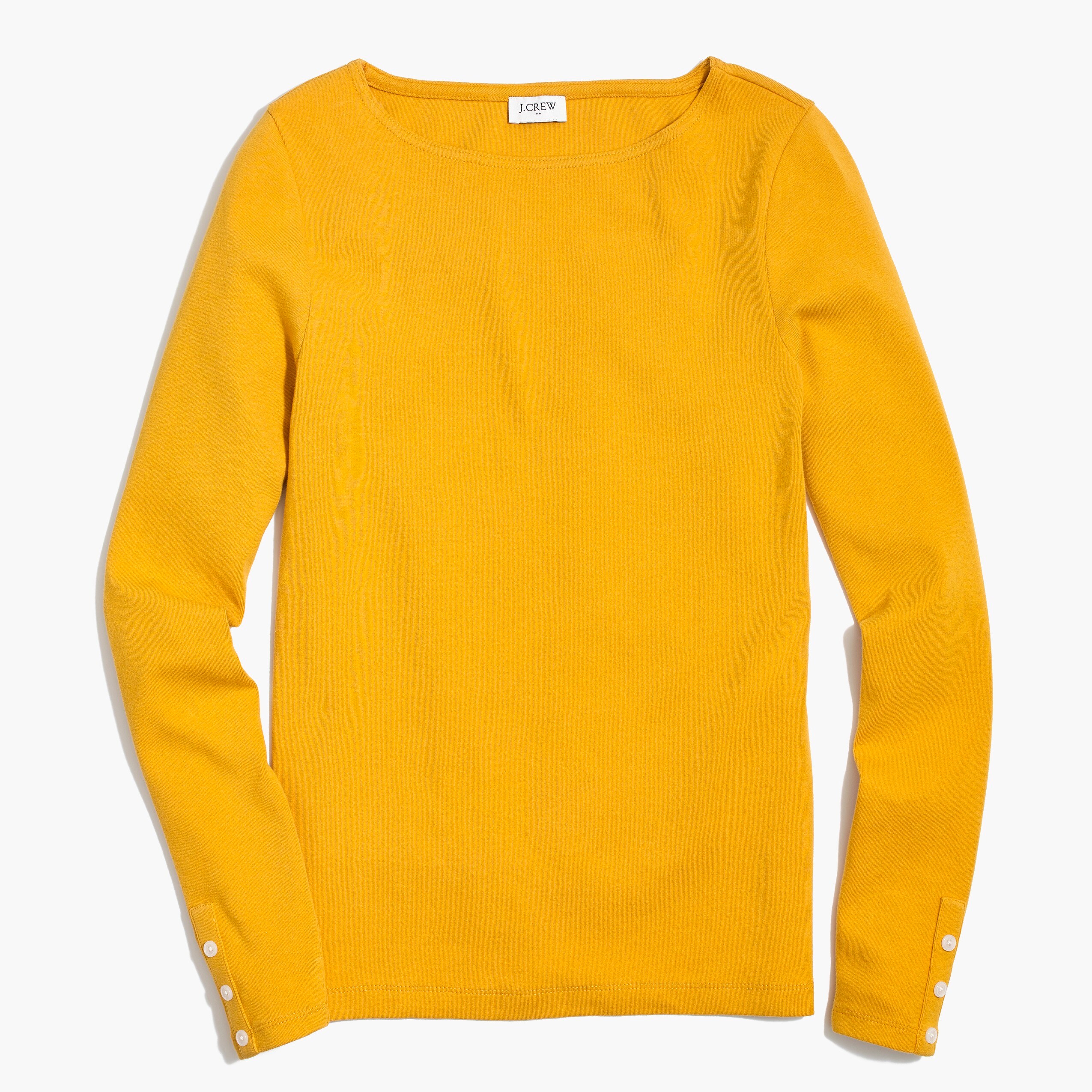 Long-sleeve bateau tee with button sleeves