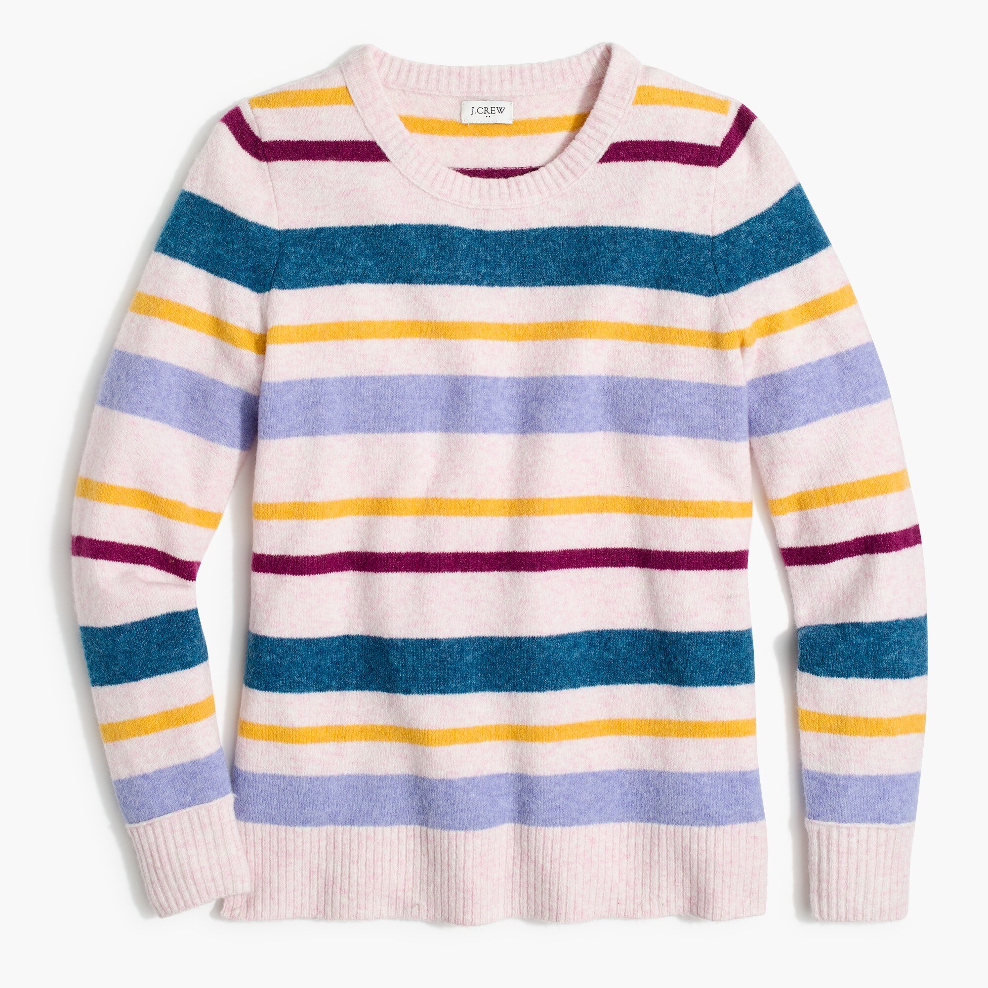 striped crewneck sweater in extra-soft yarn for women