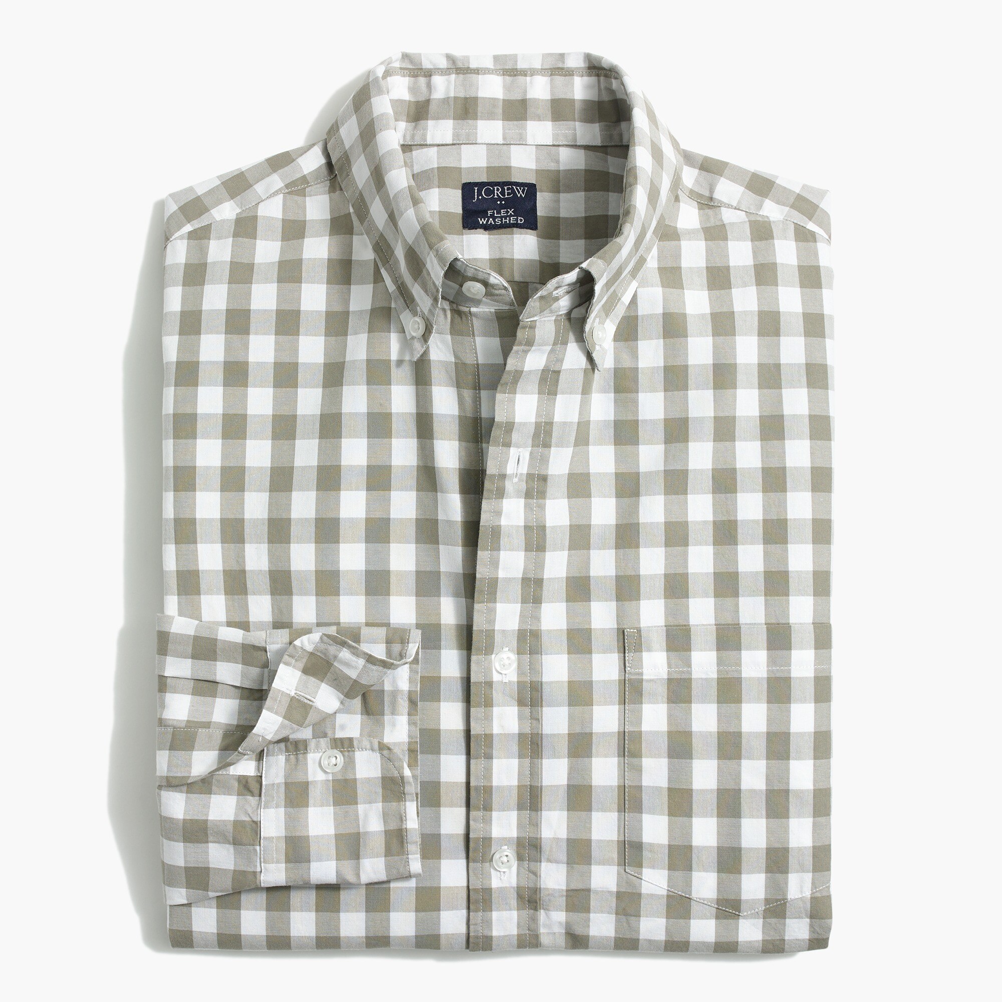 Gingham slim flex casual shirt