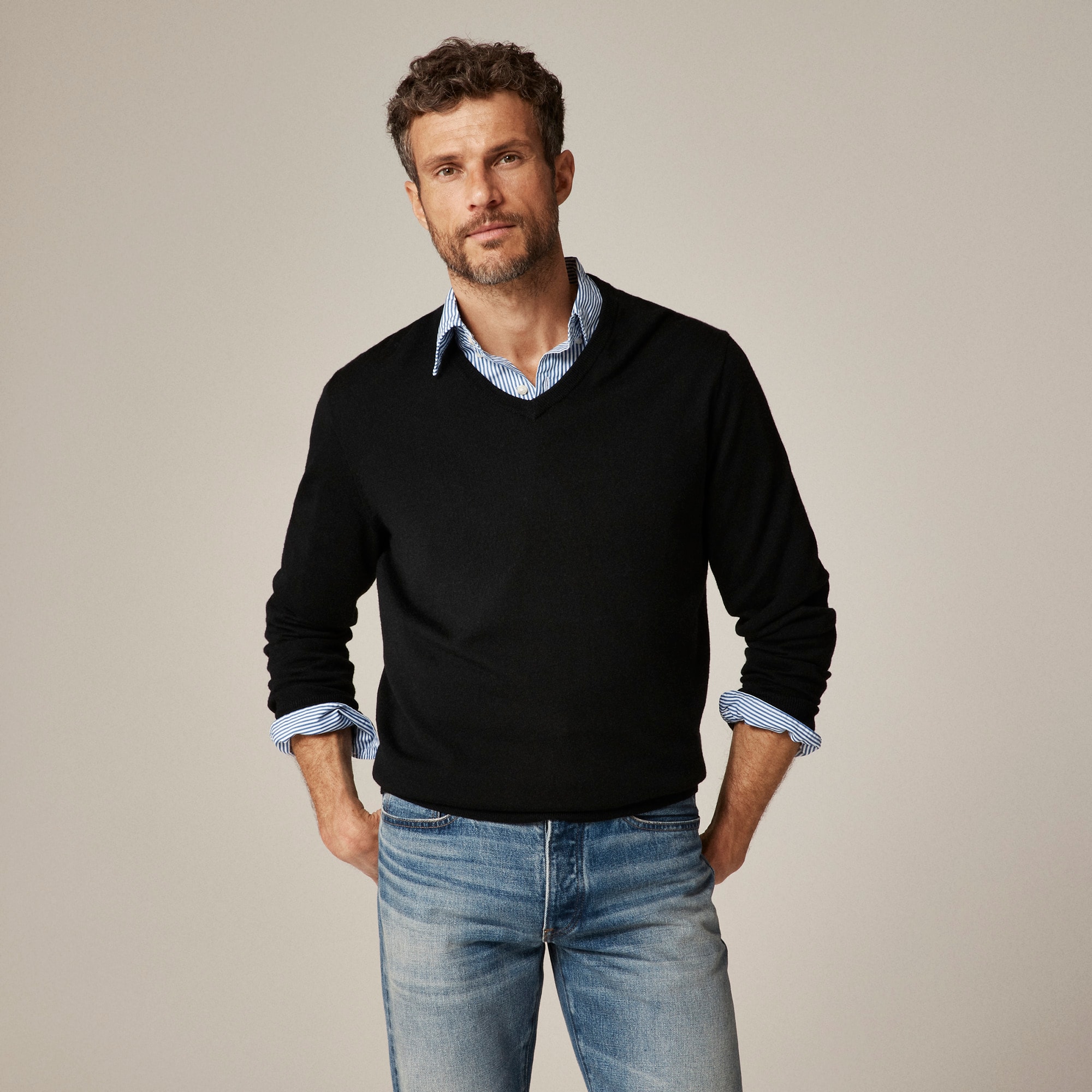 mens Merino wool V-neck sweater
