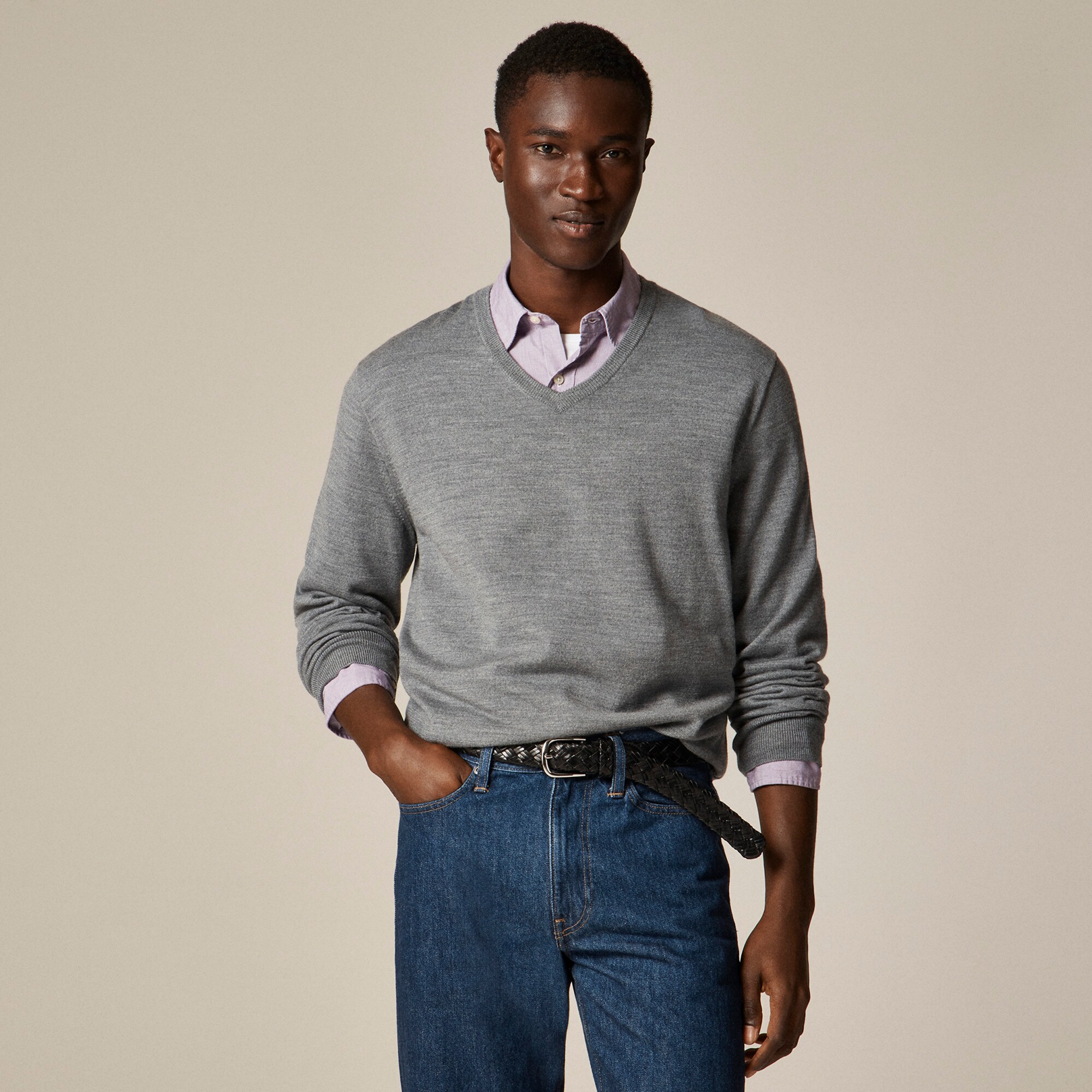 mens Merino wool V-neck sweater