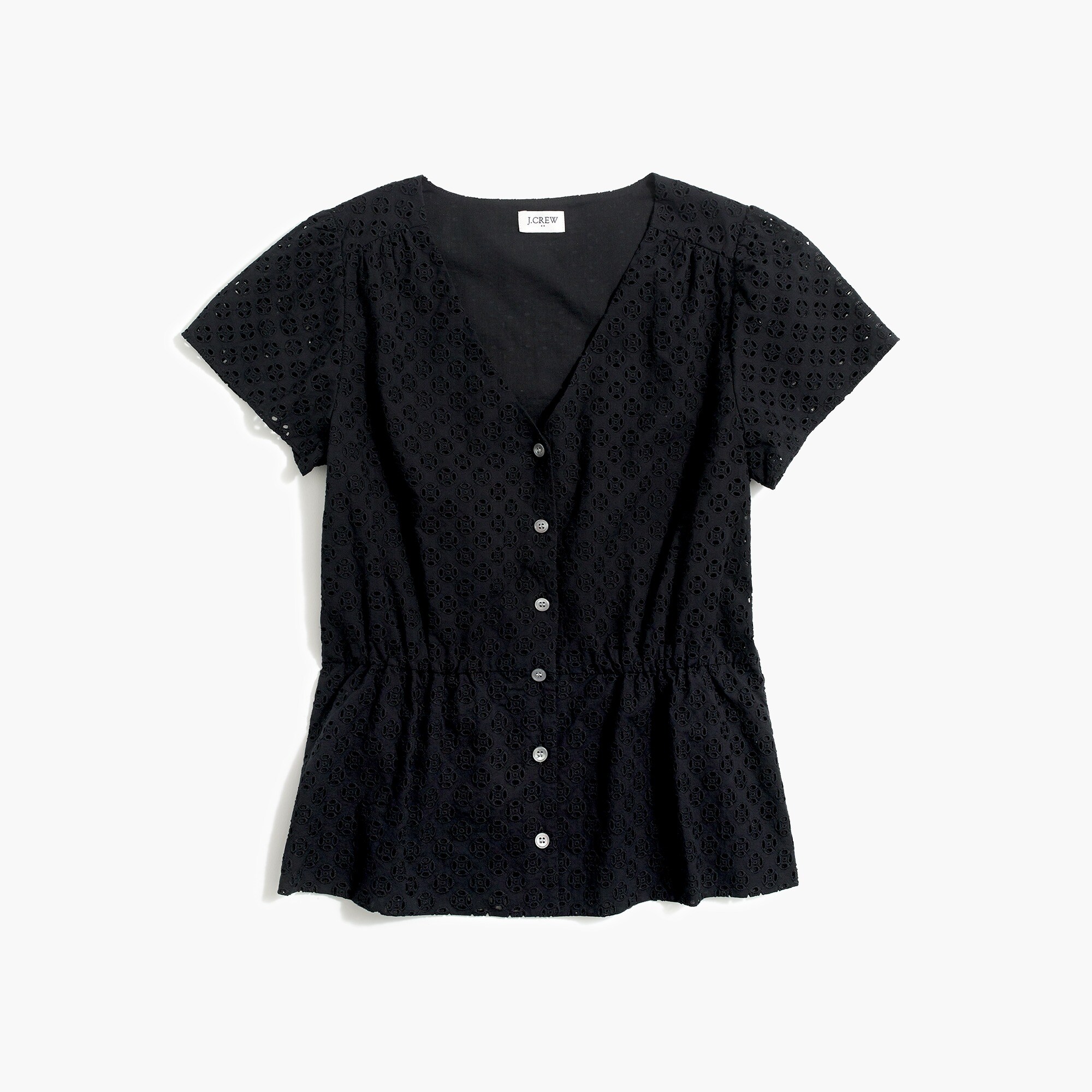 eyelet peplum top for women