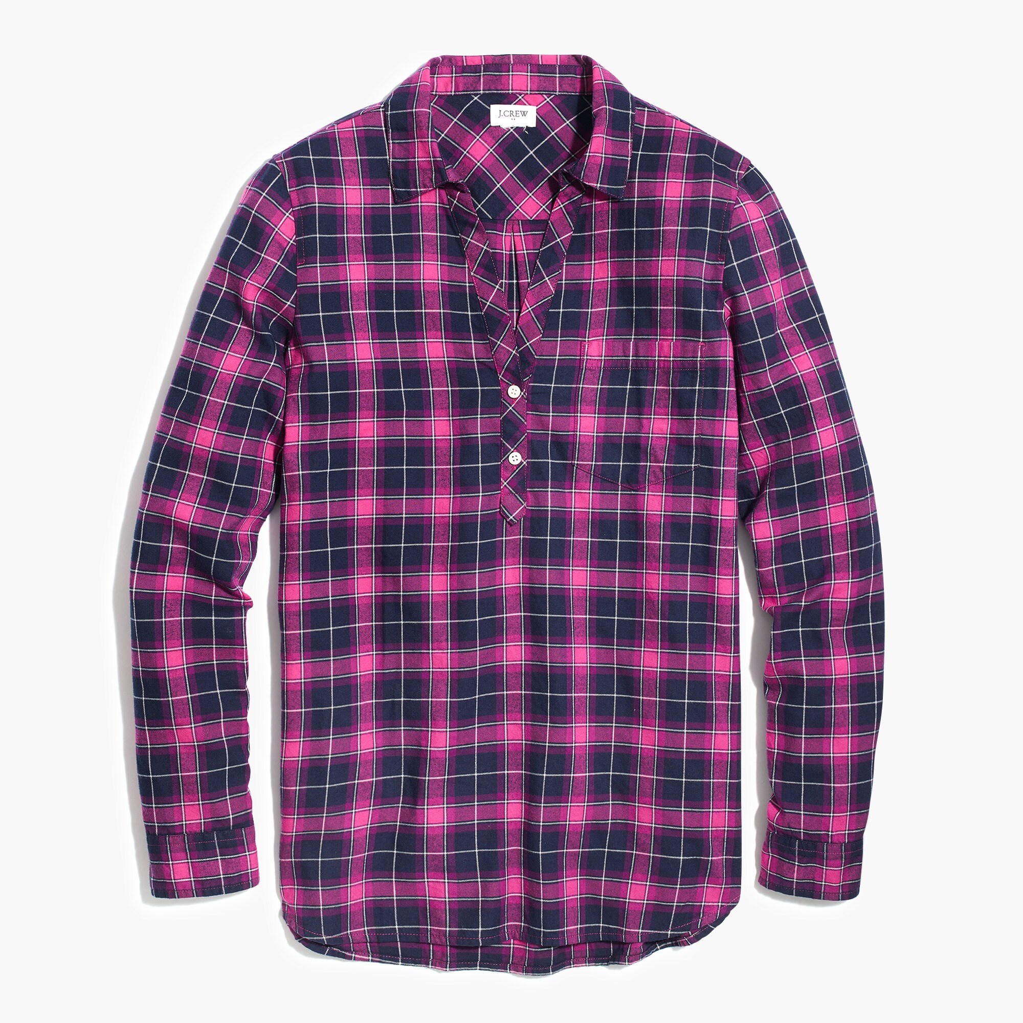 Flannel popover henley in boyfriend fit