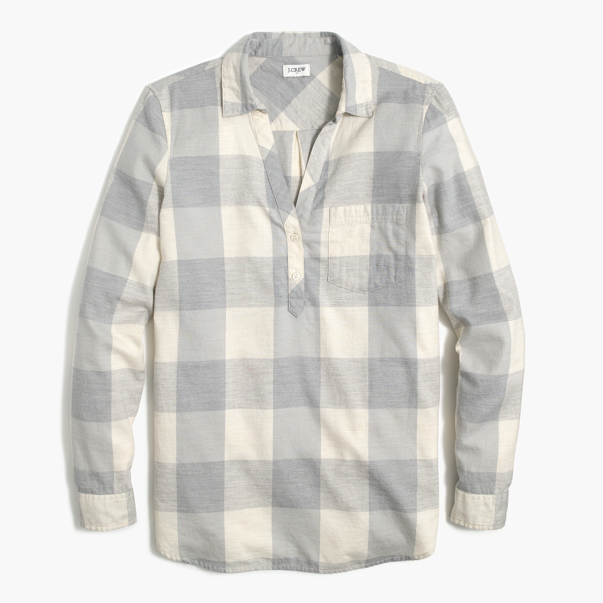 Flannel popover henley in boyfriend fit