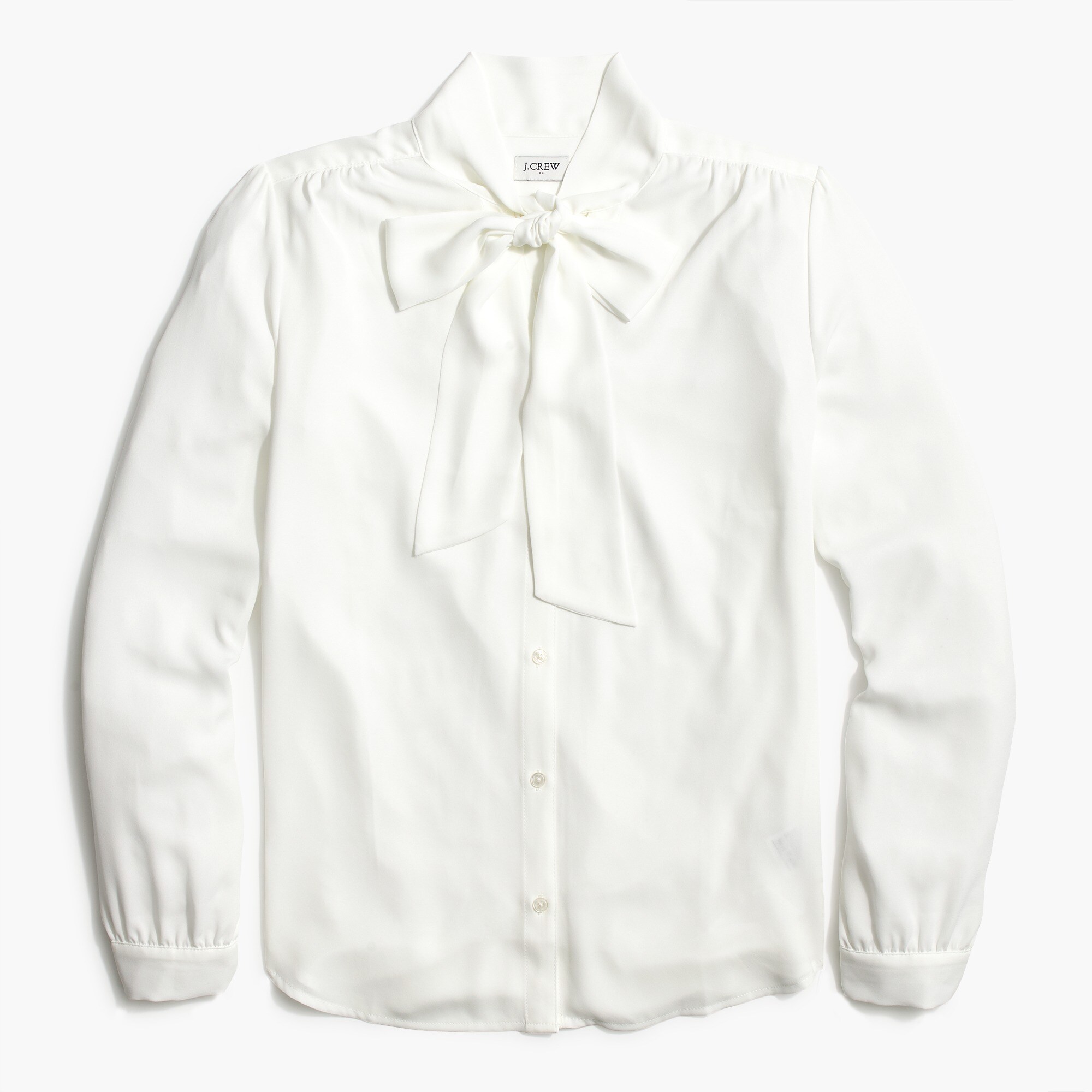 Long-sleeve drapey tie-neck top