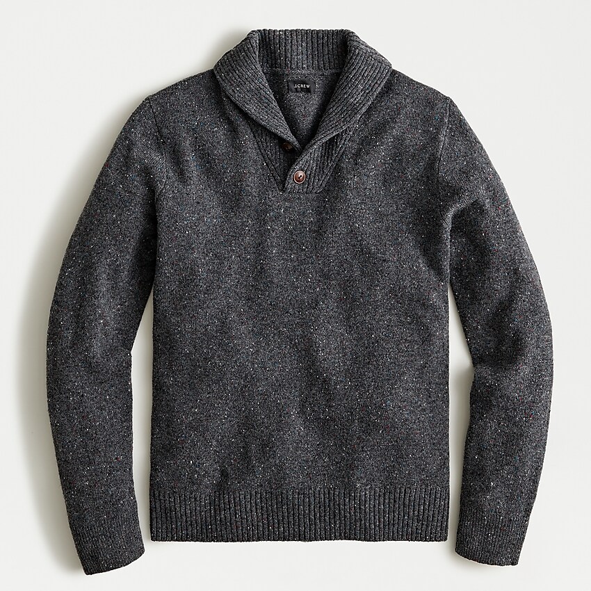j.crew: rugged merino shawl-collar donegal sweater for men, right side, view zoomed
