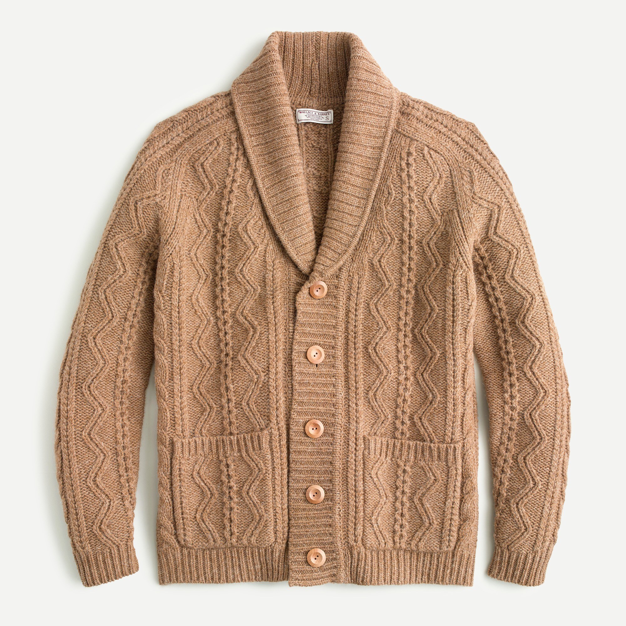 Wallace & Barnes cable-knit shawl-collar cardigan