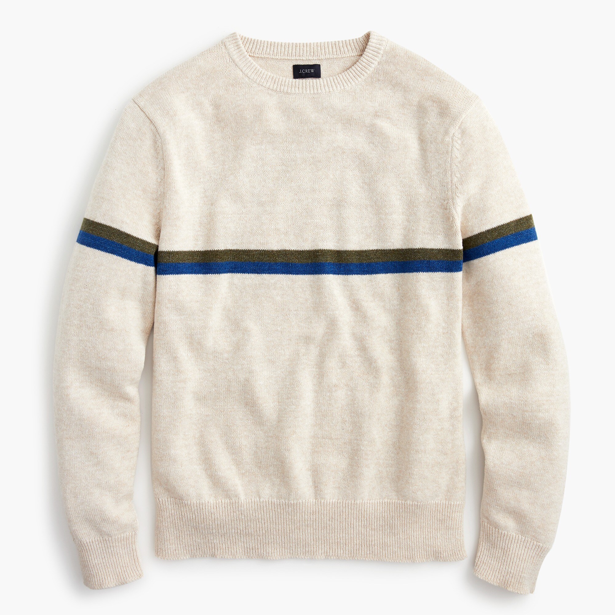 Cotton-wool thin chest stripe crewneck sweater