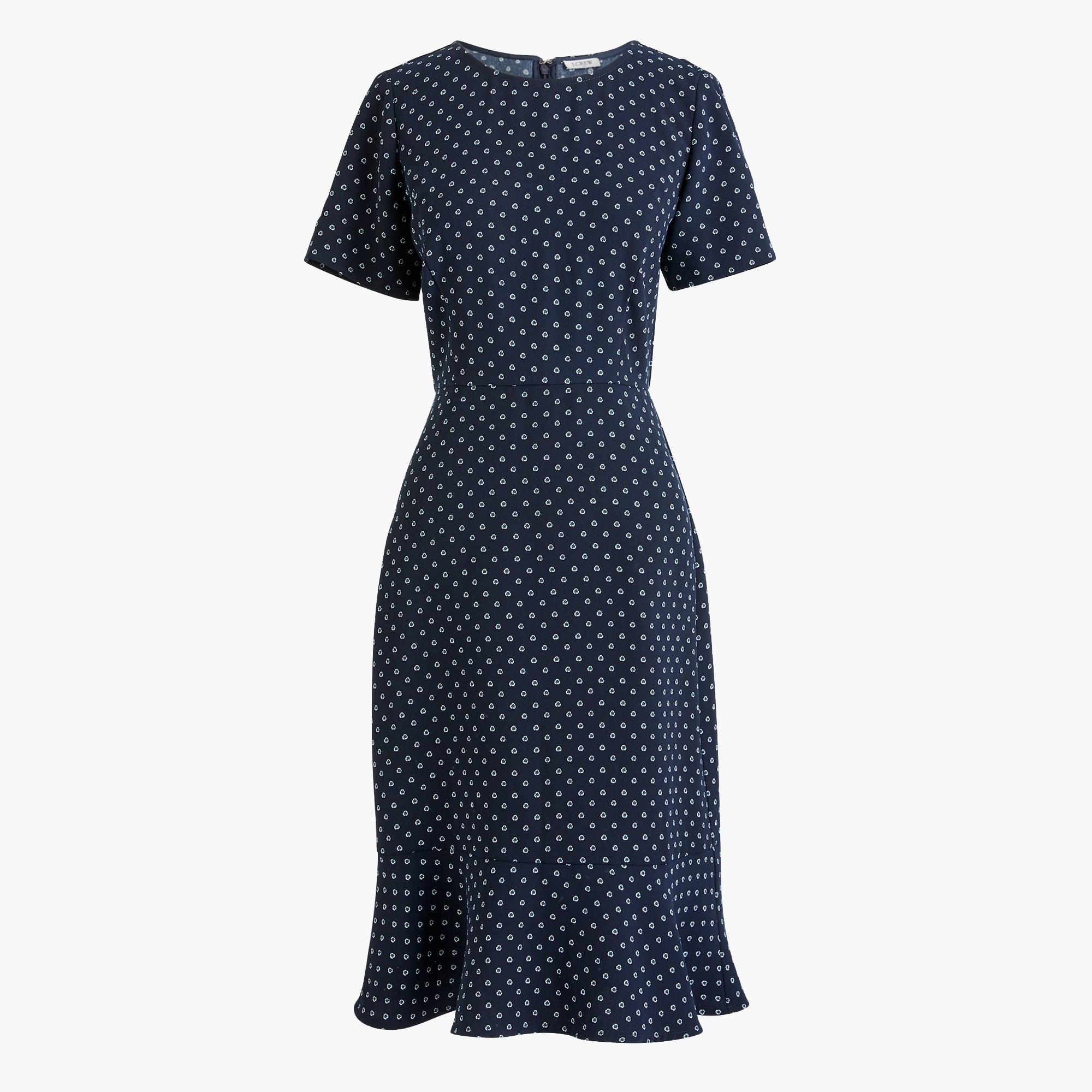 Short-sleeve crepe flounce dress