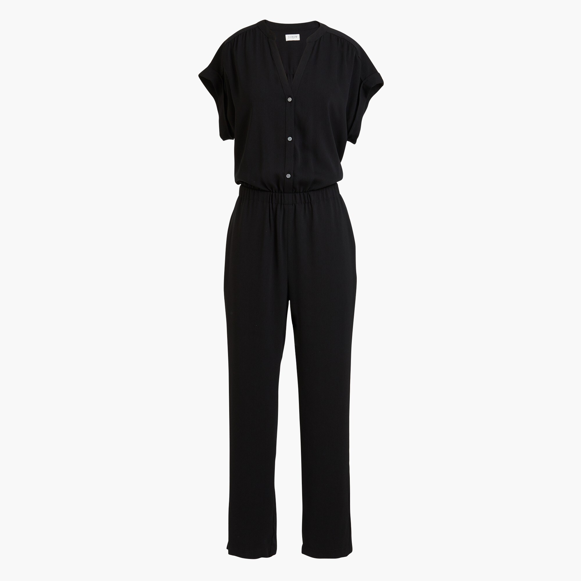Cuffed camp-shirt jumpsuit