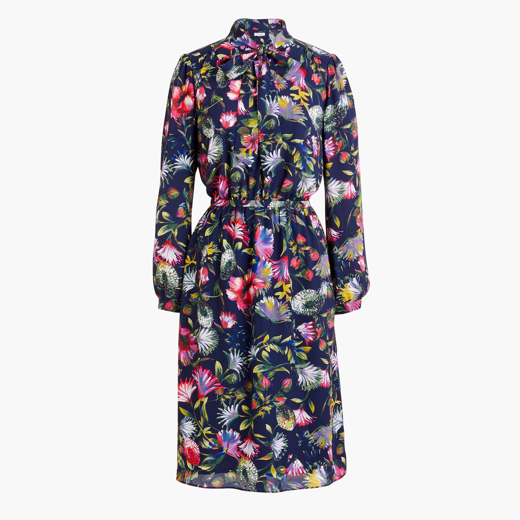 long-sleeve tie-neck dress for women