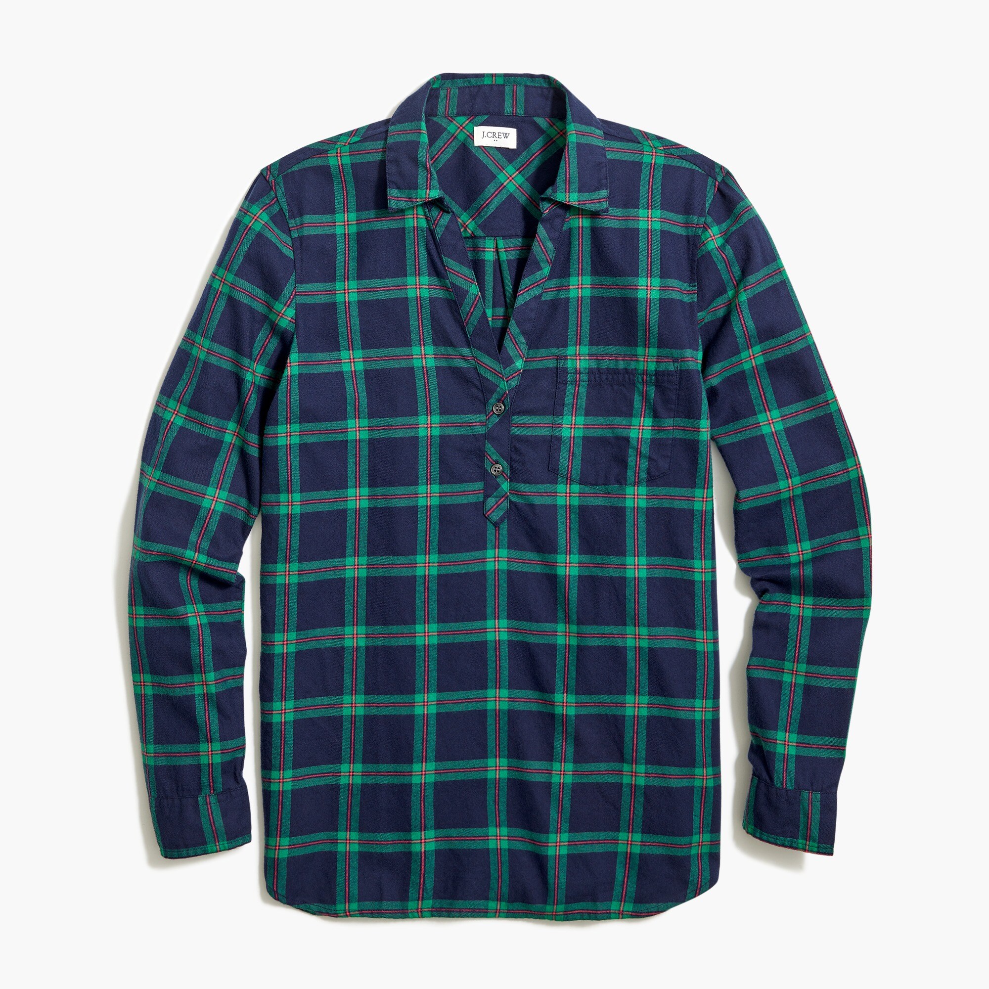 Flannel popover henley in boyfriend fit