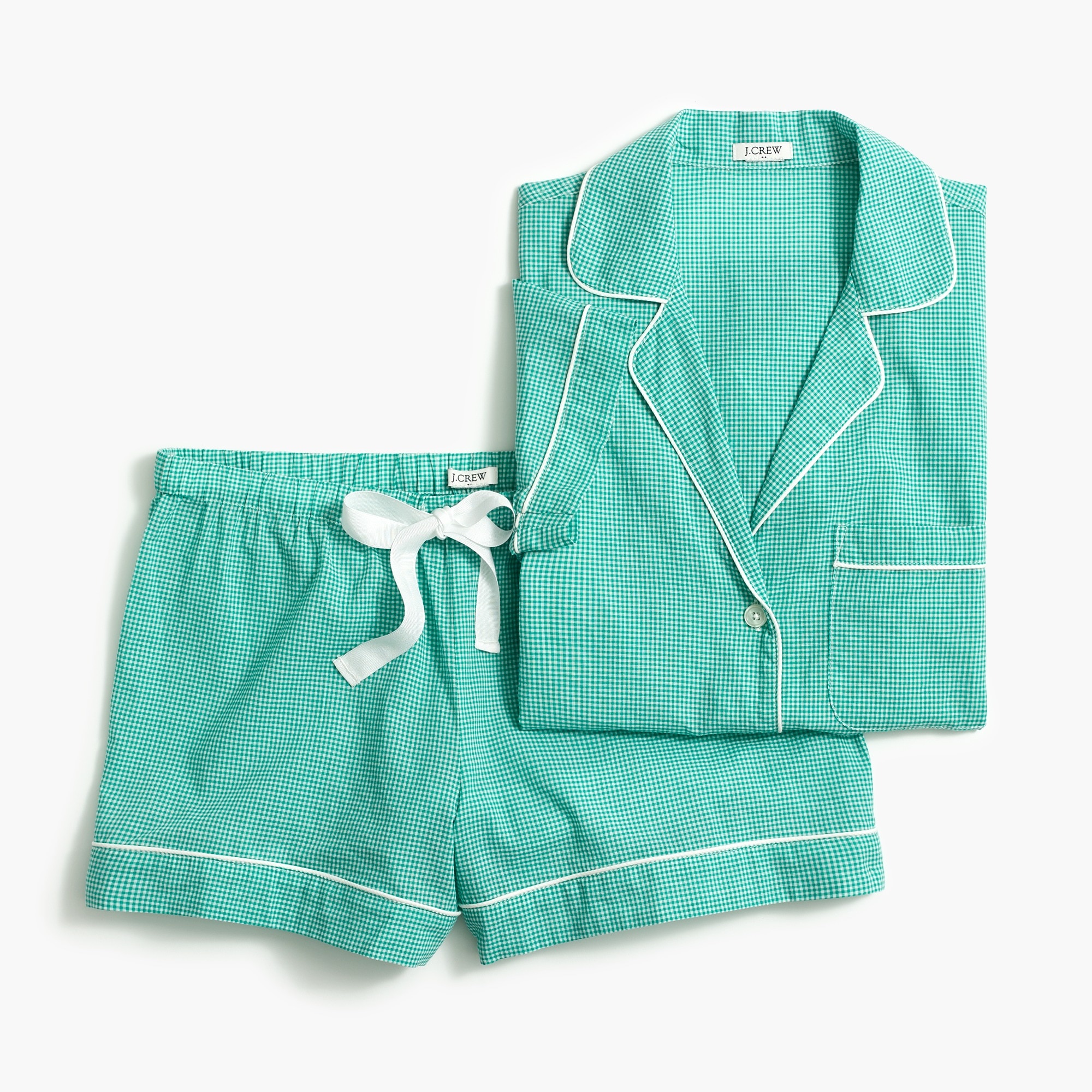 Short-sleeve gingham pajama set