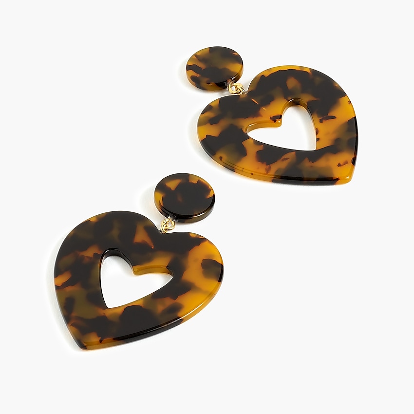 j.crew: oversized heart earrings in acetate, right side, view zoomed
