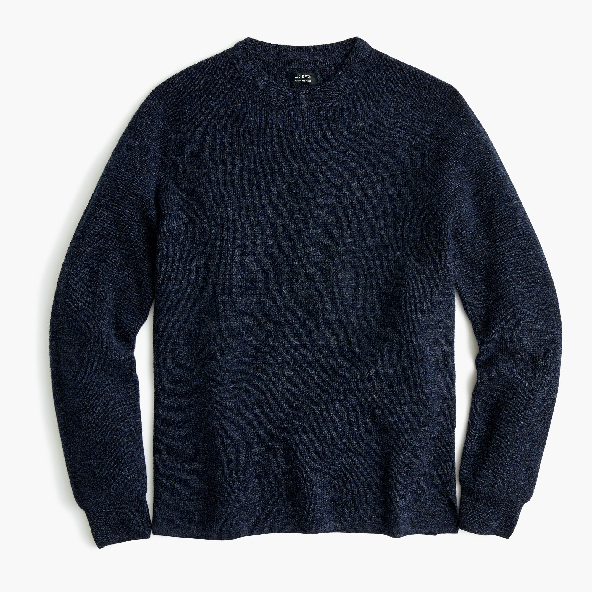 Washable merino wool waffle crewneck sweater