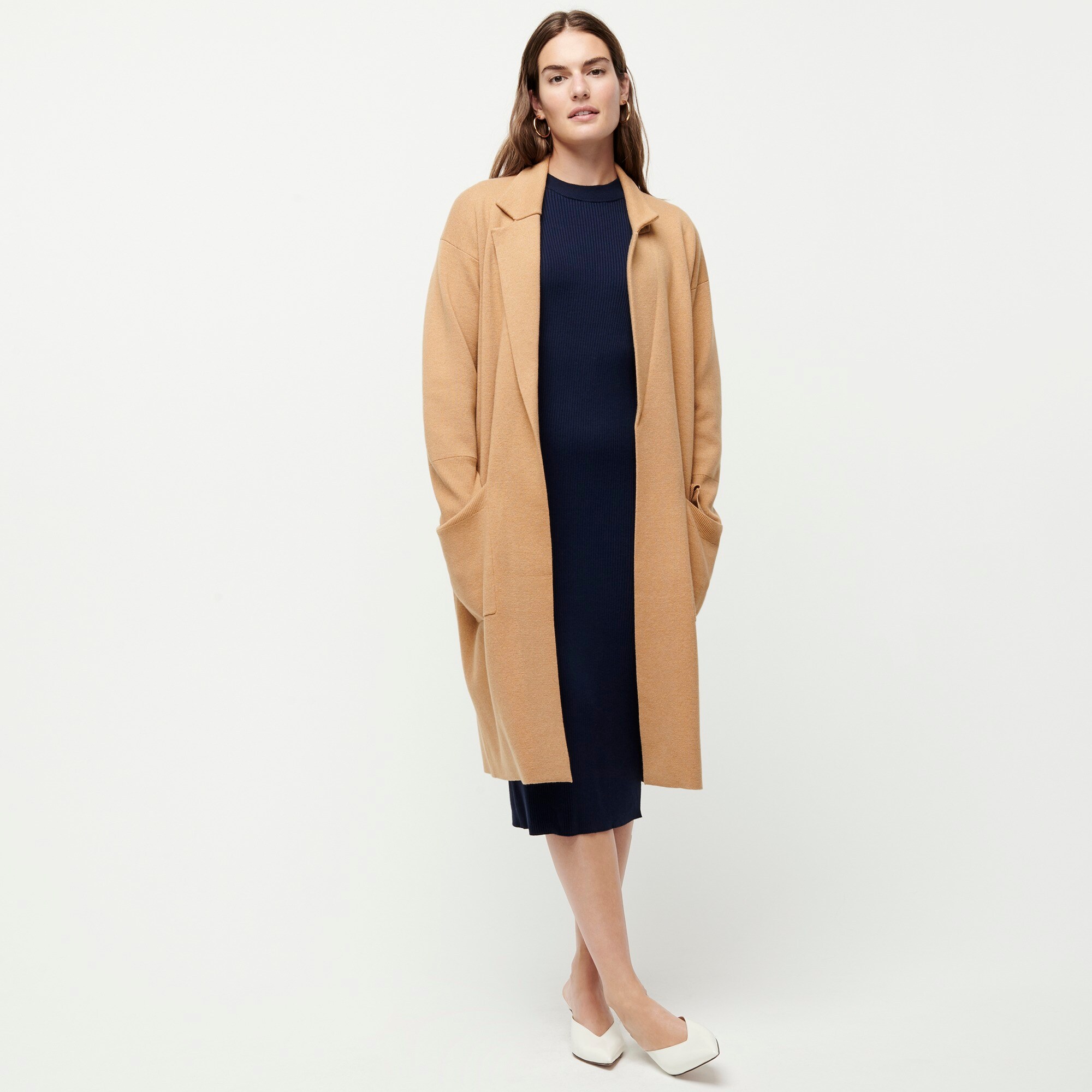 j.crew: ella open-front long sweater-blazer, right side, view zoomed