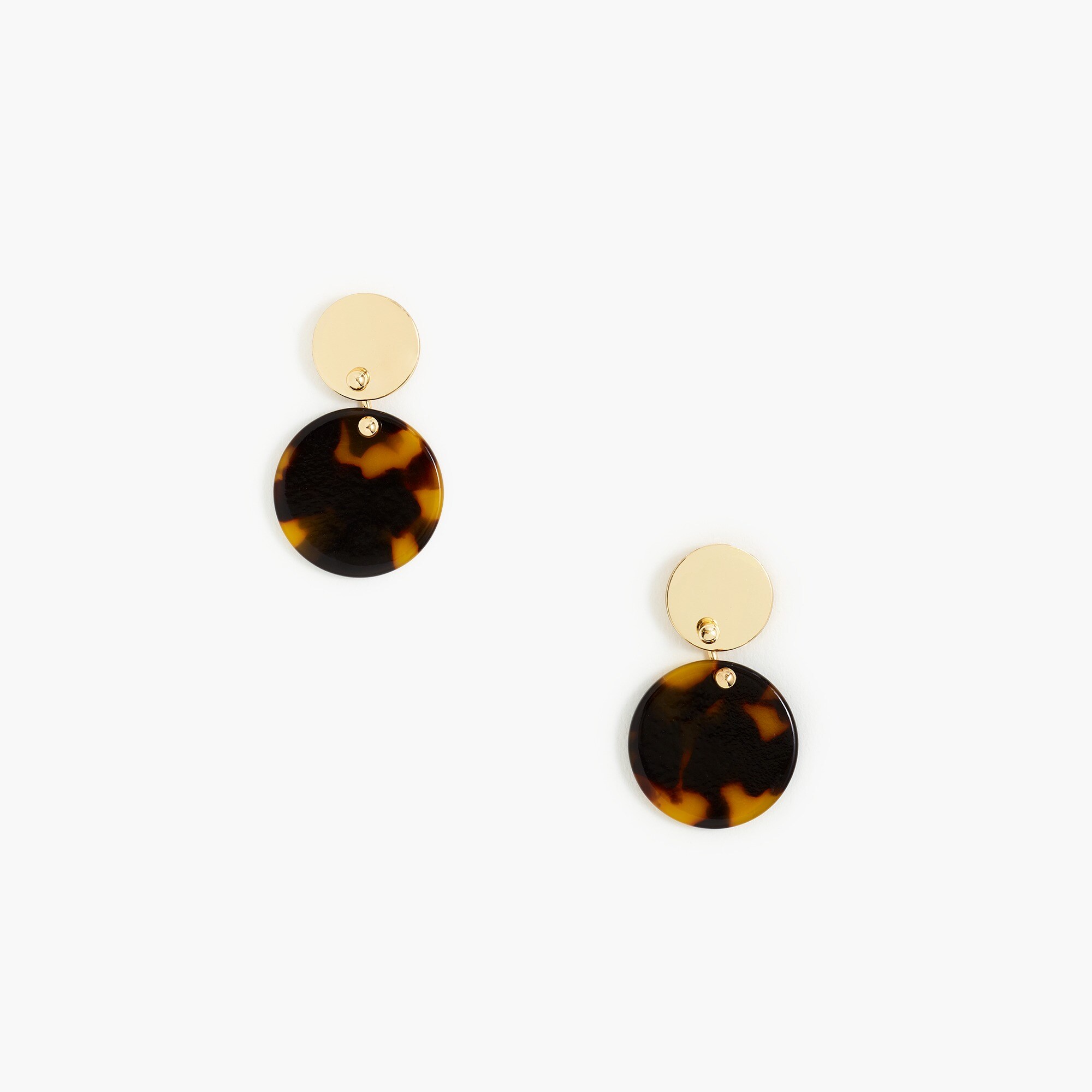 Tortoise and gold double-circle earrings