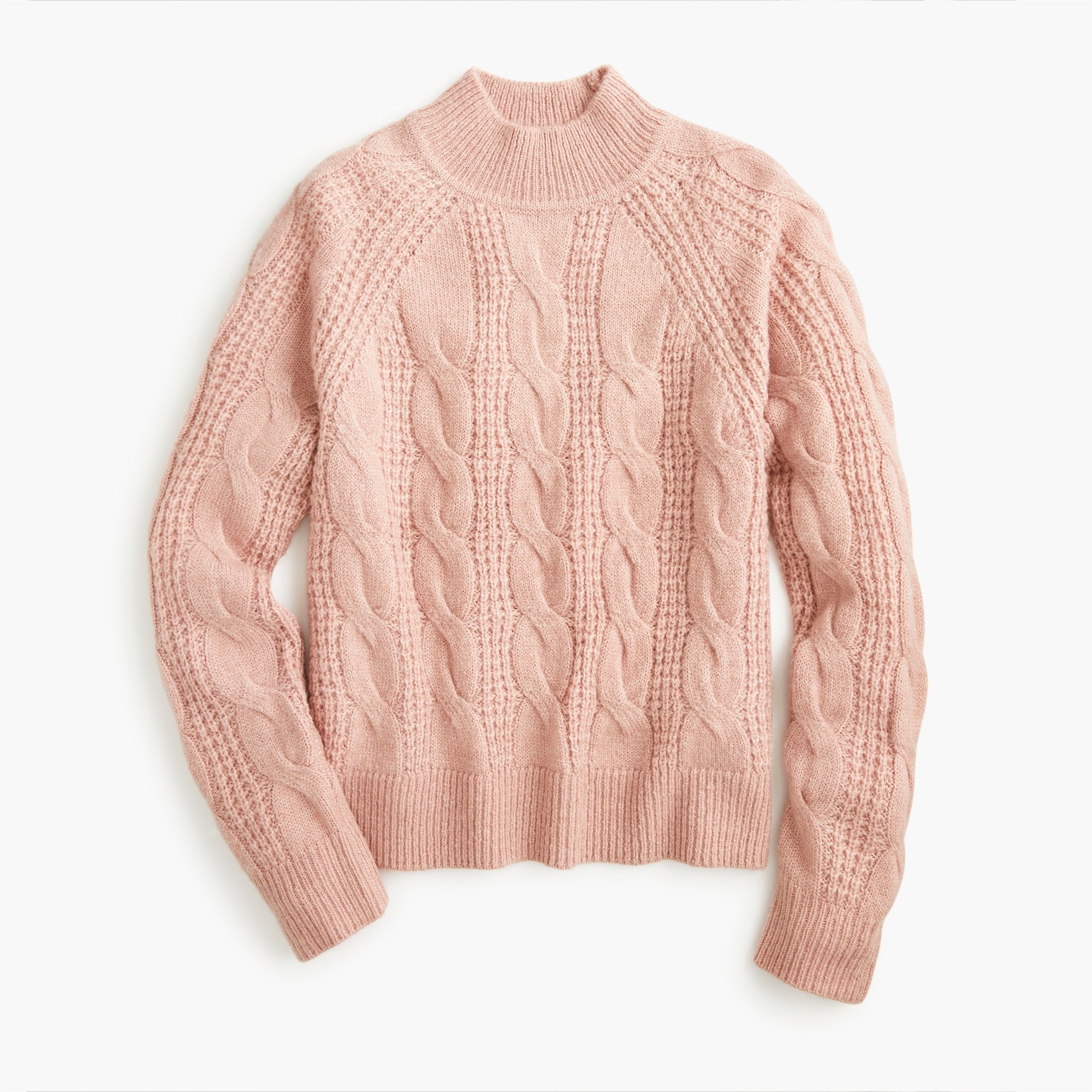 J Crew Mockneck Cable Knit Sweater