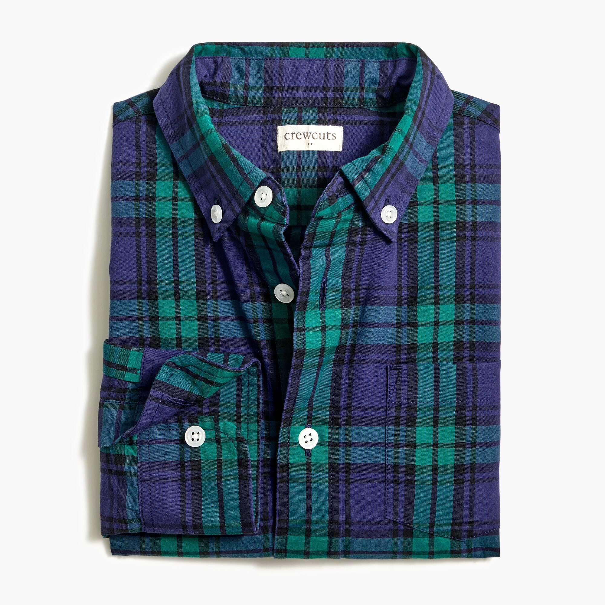 Boys' long-sleeve tartan flex washed shirt