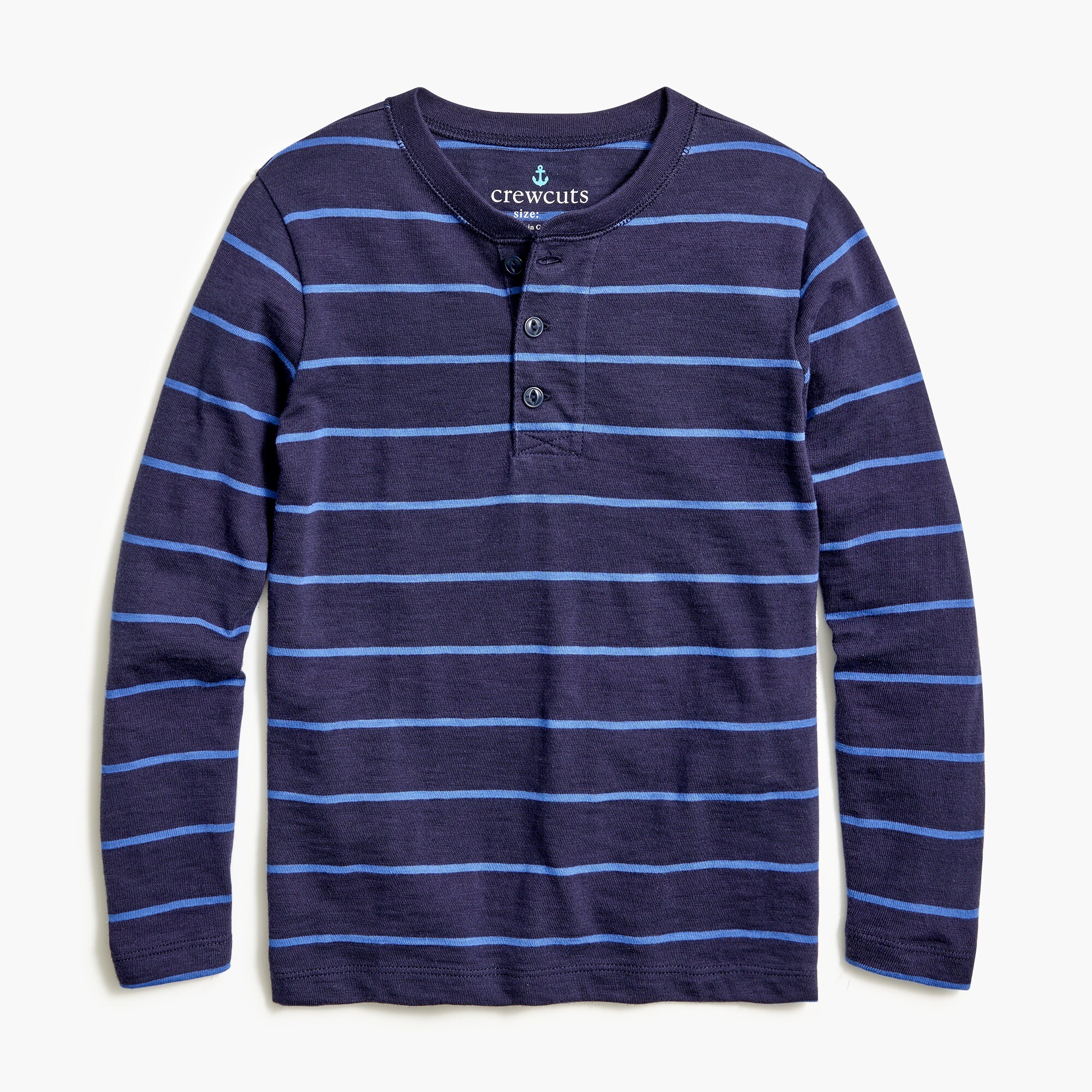 Boys' long-sleeve striped henley in slub cotton