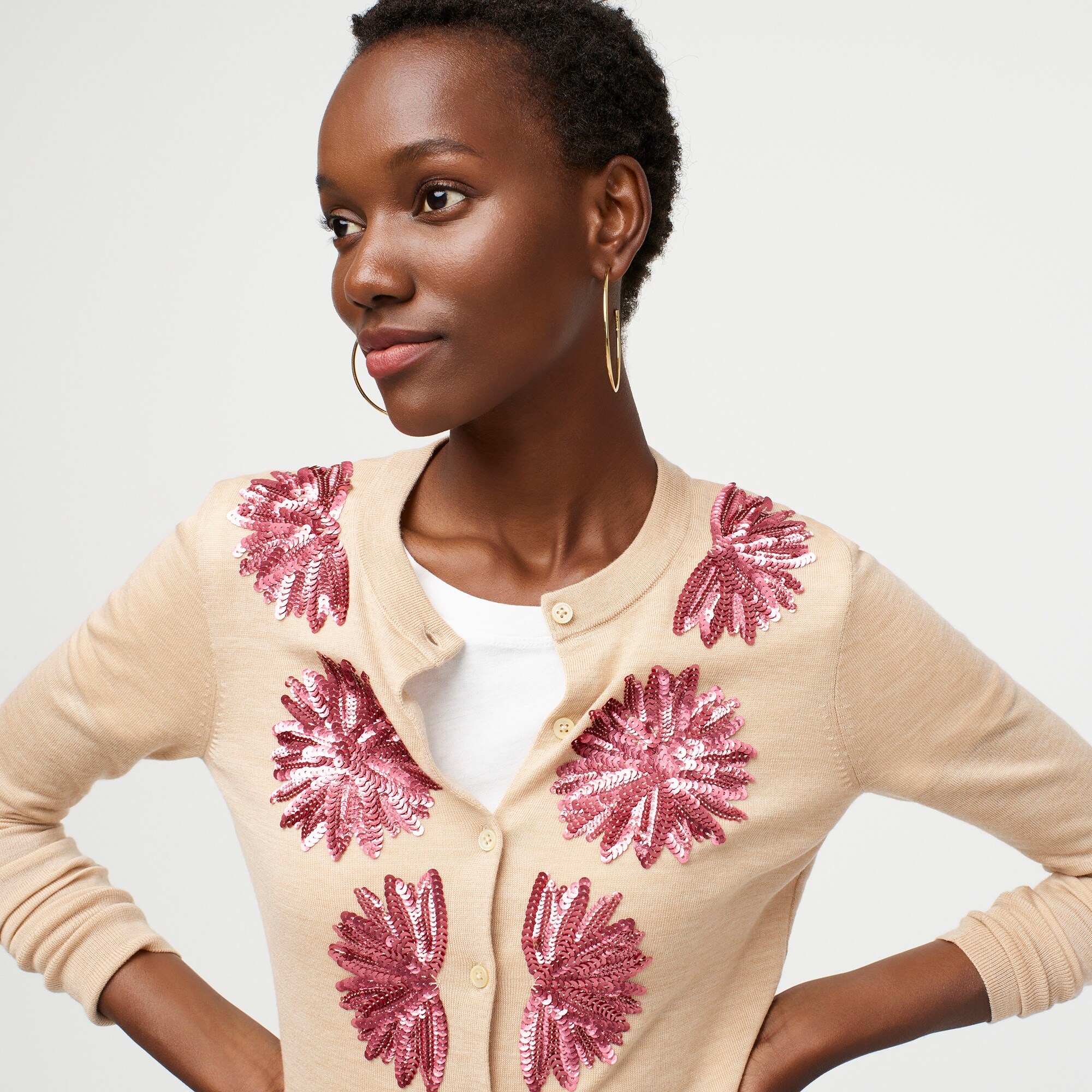 J.Crew Sequin Flower Jackie Cardigan Sweater