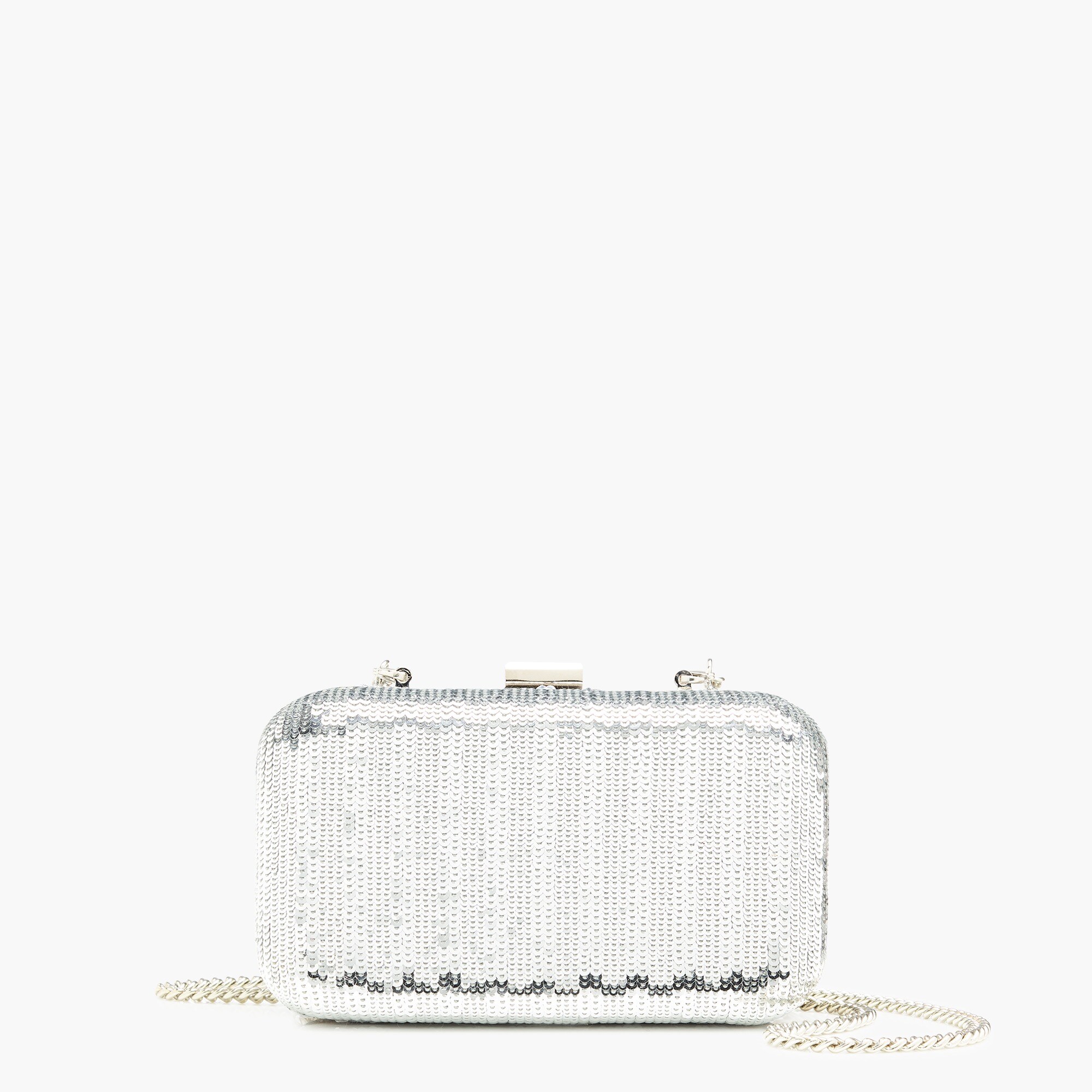 Minaudière bag in silver sequins