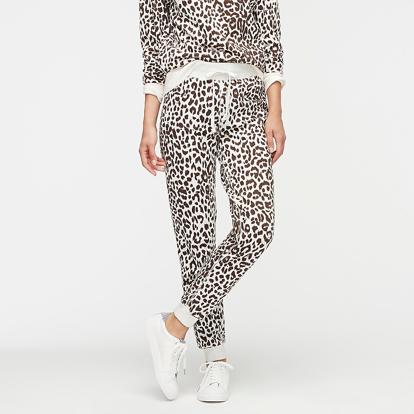 j.crew: terry sweatpant in leopard, right side, view zoomed