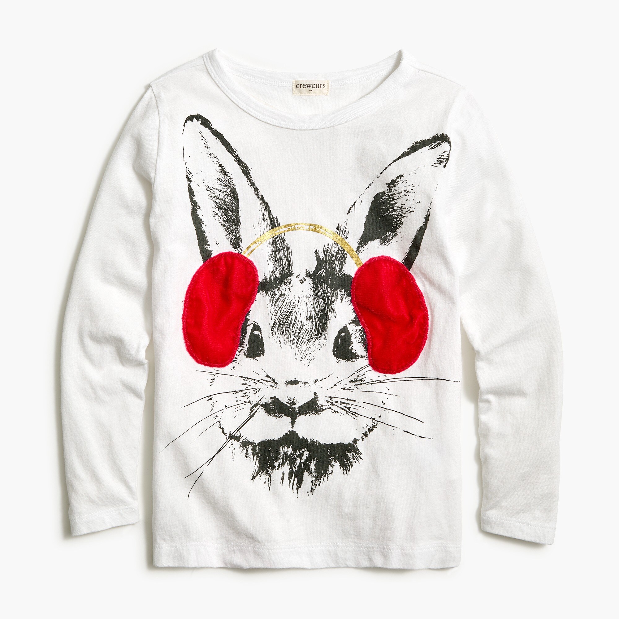 Girls' rabbit with velvet earmuffs graphic tee