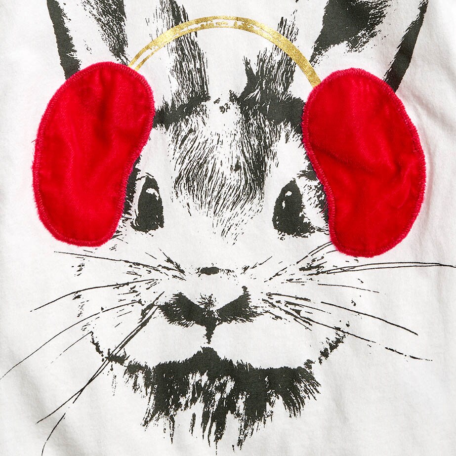 Girls' rabbit with velvet earmuffs graphic tee RABBIT EARMUFFS GRAPHIC girls' rabbit with velvet earmuffs graphic tee for girls