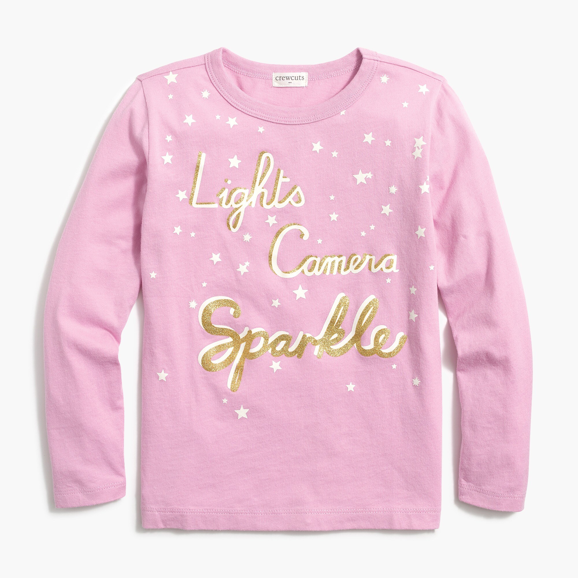Girls' "Lights, camera, sparkle" graphic tee