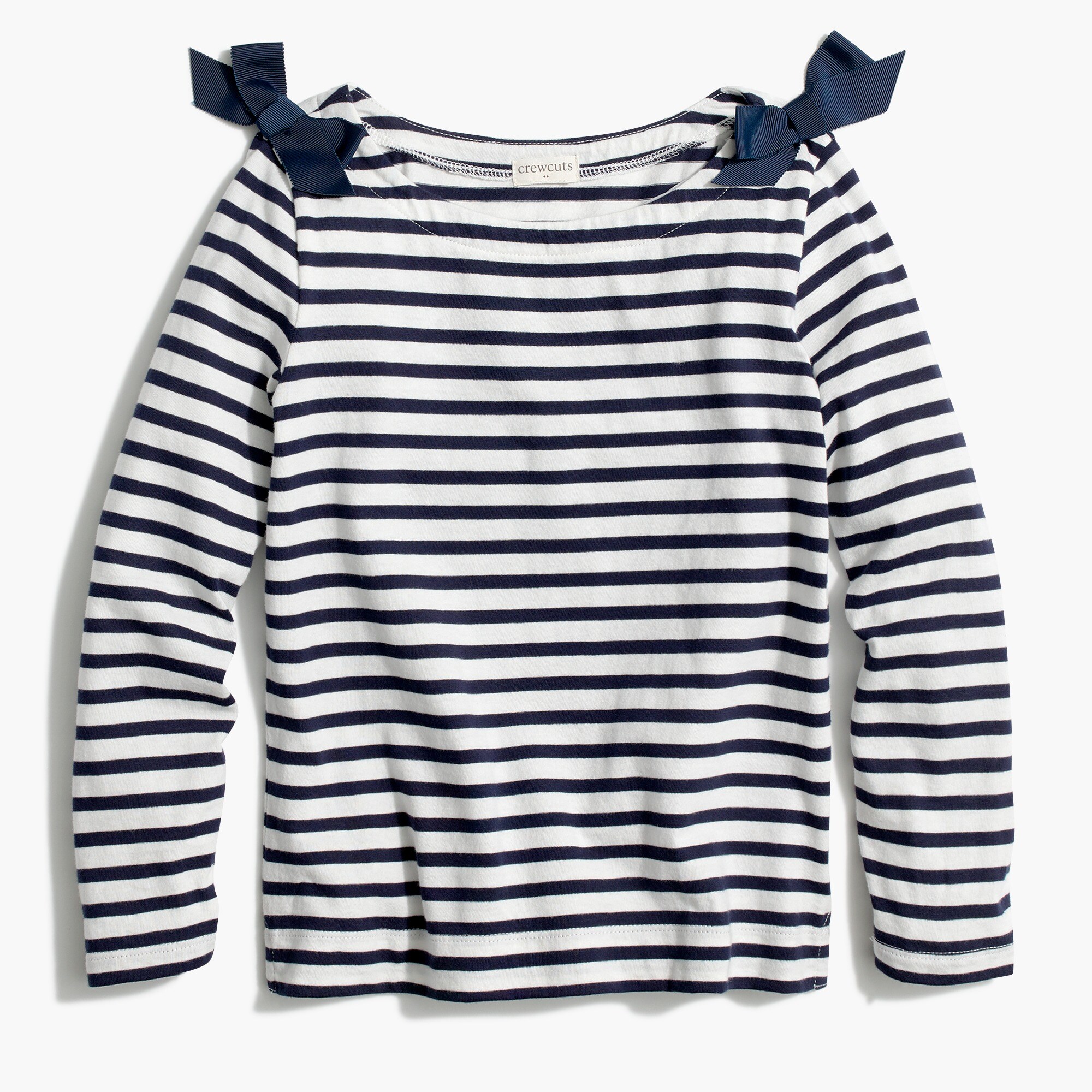 Girls' striped bow-shoulder tee