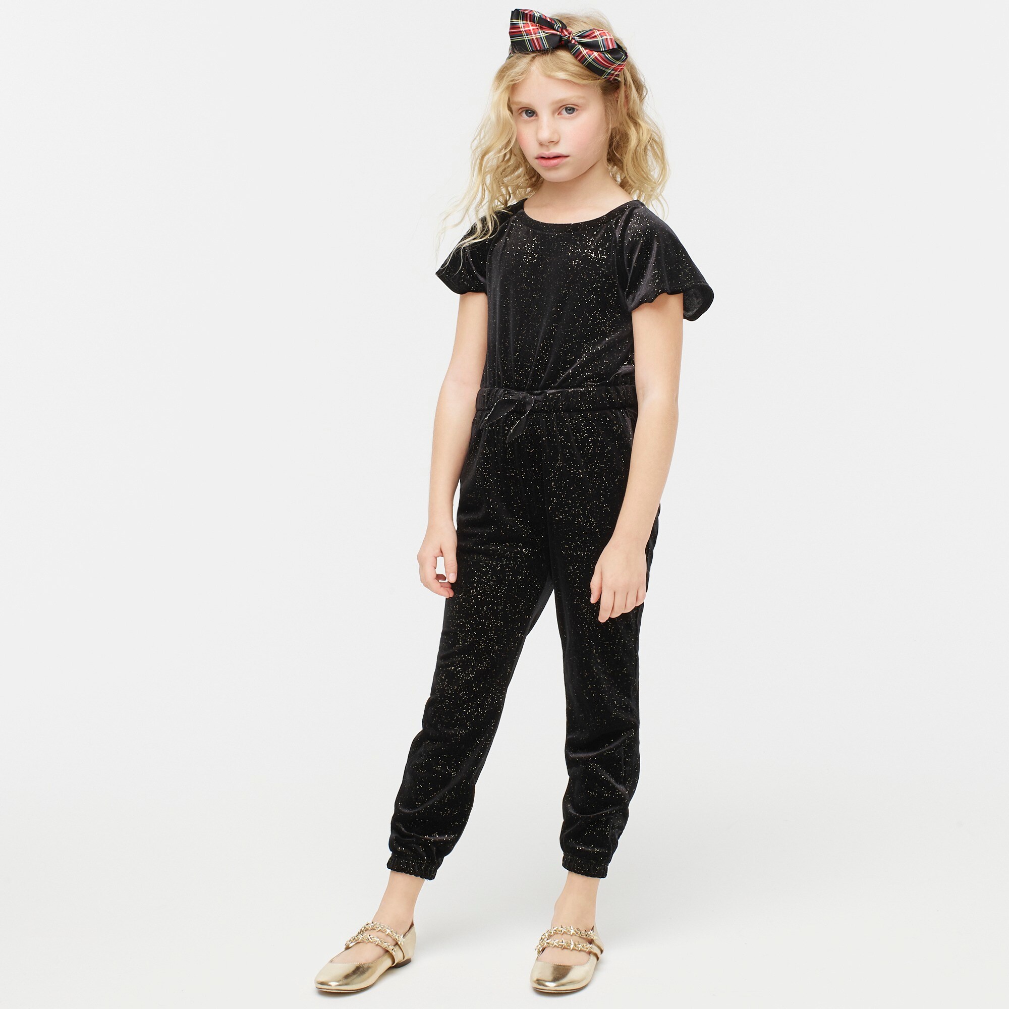 short sleeve velvet jumpsuit