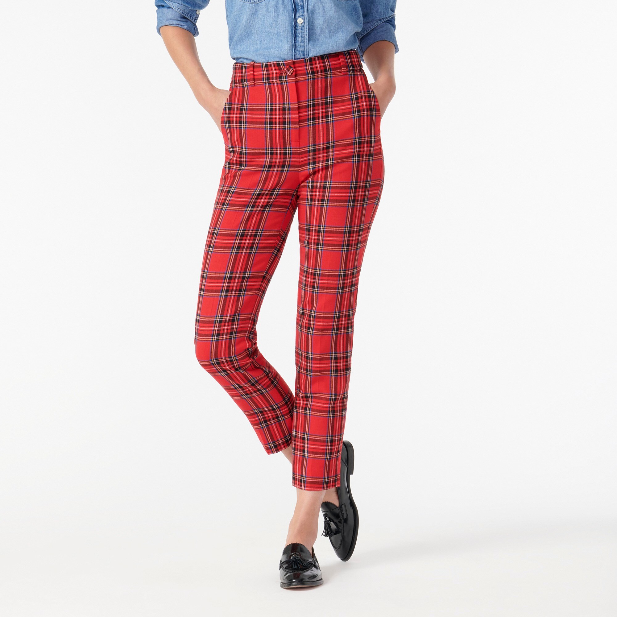 womens red tartan pants