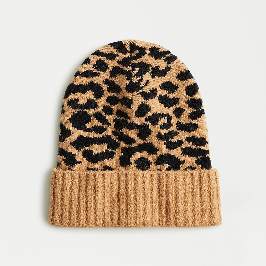 leopard-print beanie in supersoft yarn, right side, view zoomed - 7 Chic J. Crew Cool Weather Looks to #CozyOnDown: Fall fashion ideas in case you're ready to be inspired.