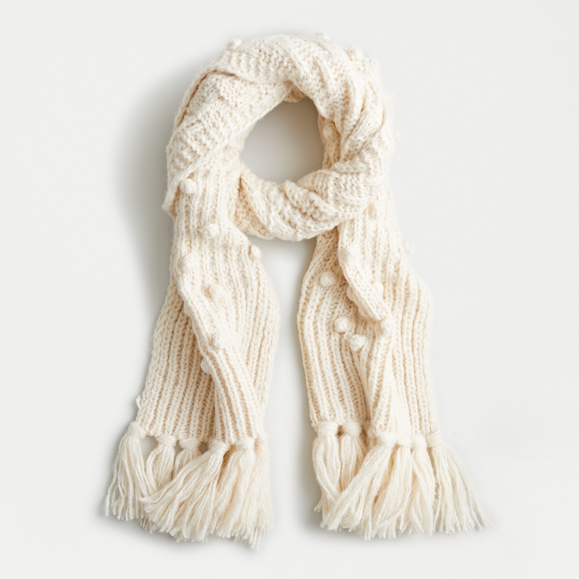 Chunky knit bobble scarf