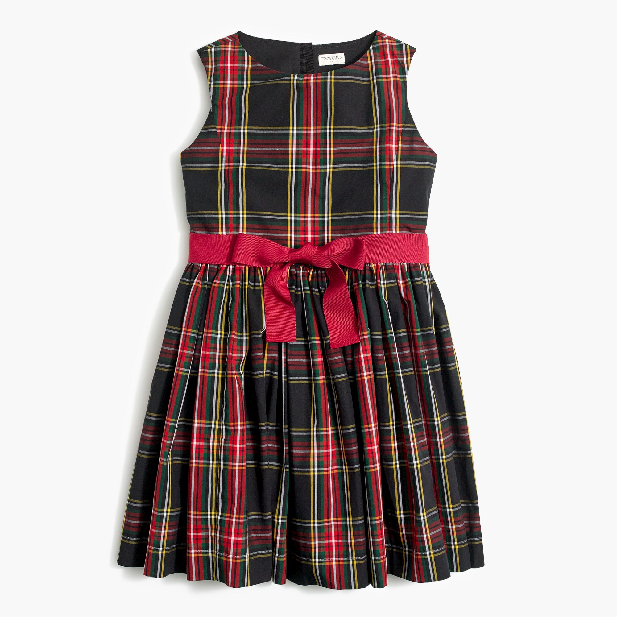 Girls' plaid dress with sash