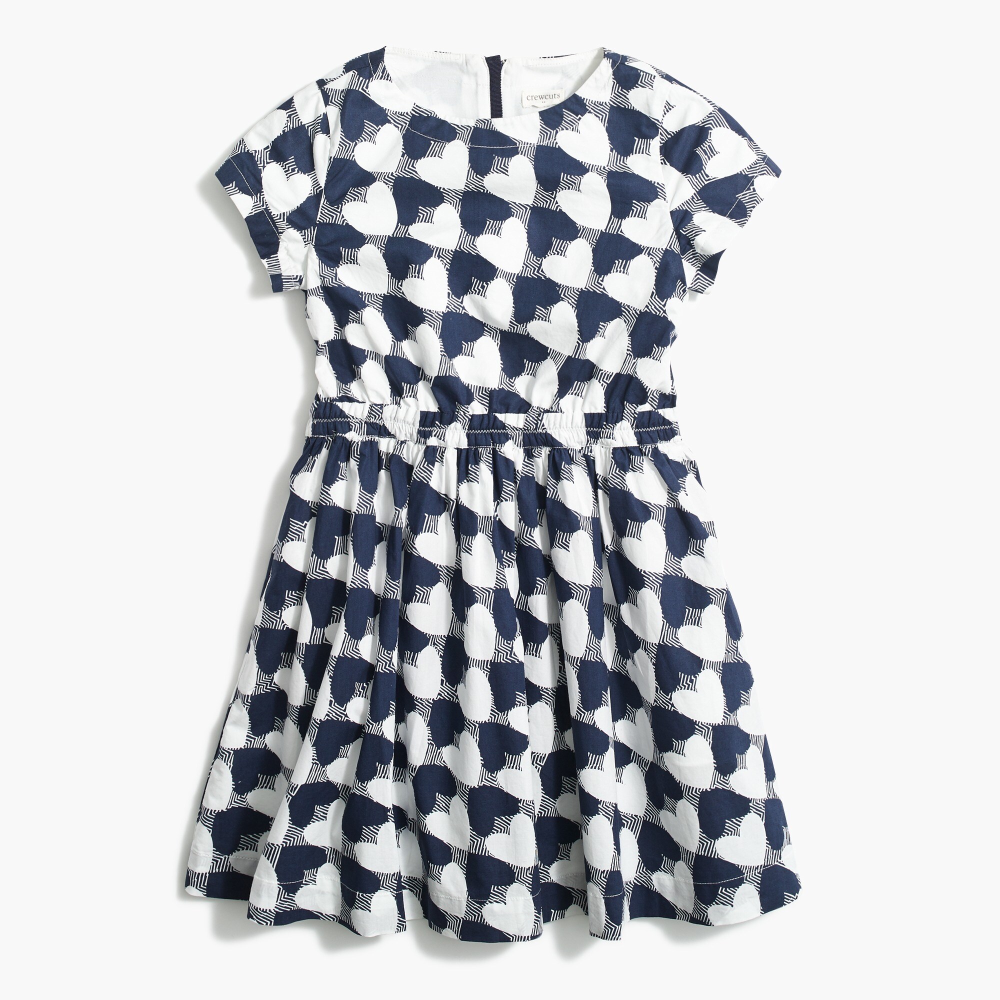 Girls' short-sleeve heart print dress