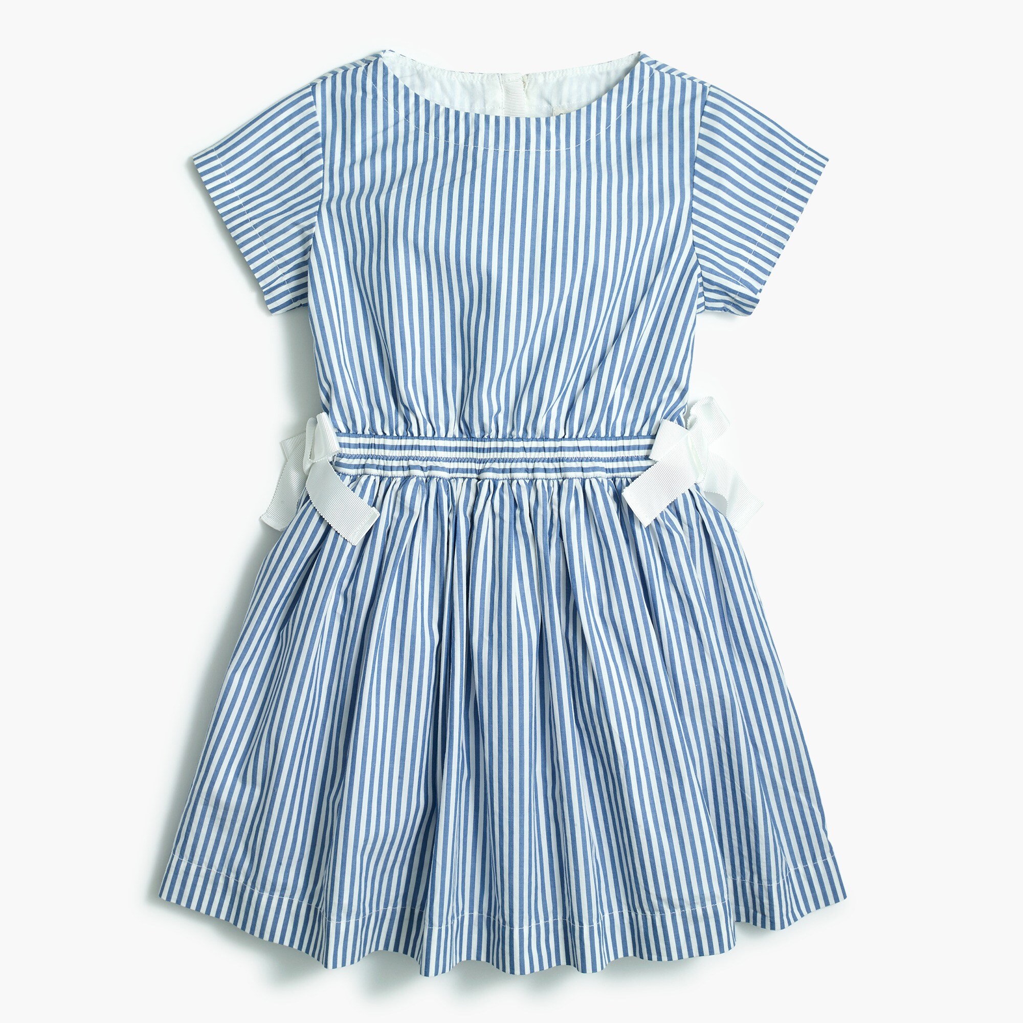 Girls' short-sleeve striped tie-waist dress