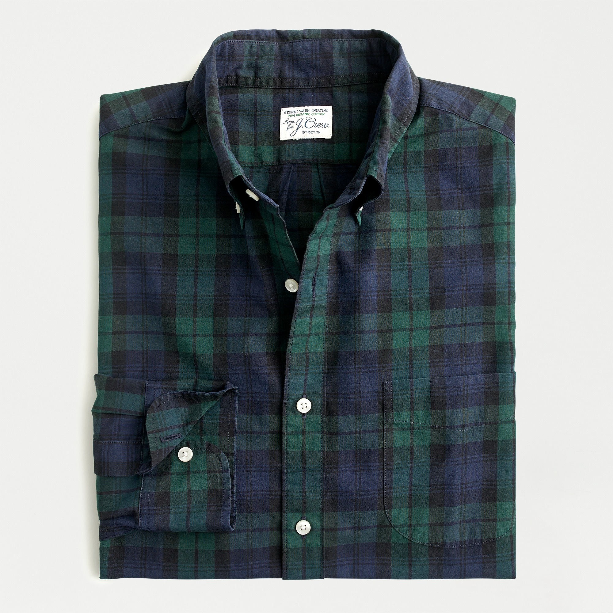 J.Crew: Stretch Secret Wash Shirt In Black Watch Tartan For Men