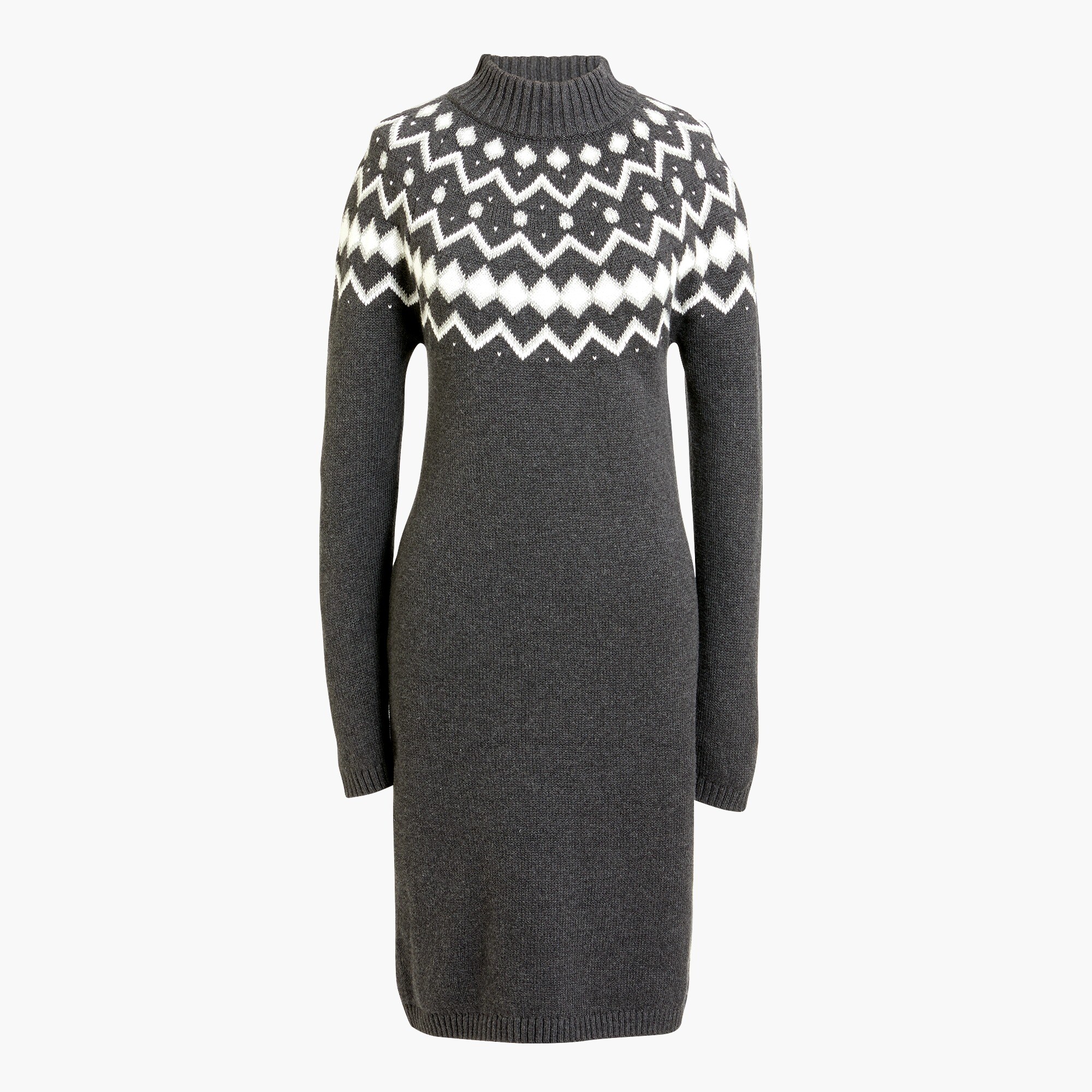 long-sleeve fair isle mockneck sweater-dress for women
