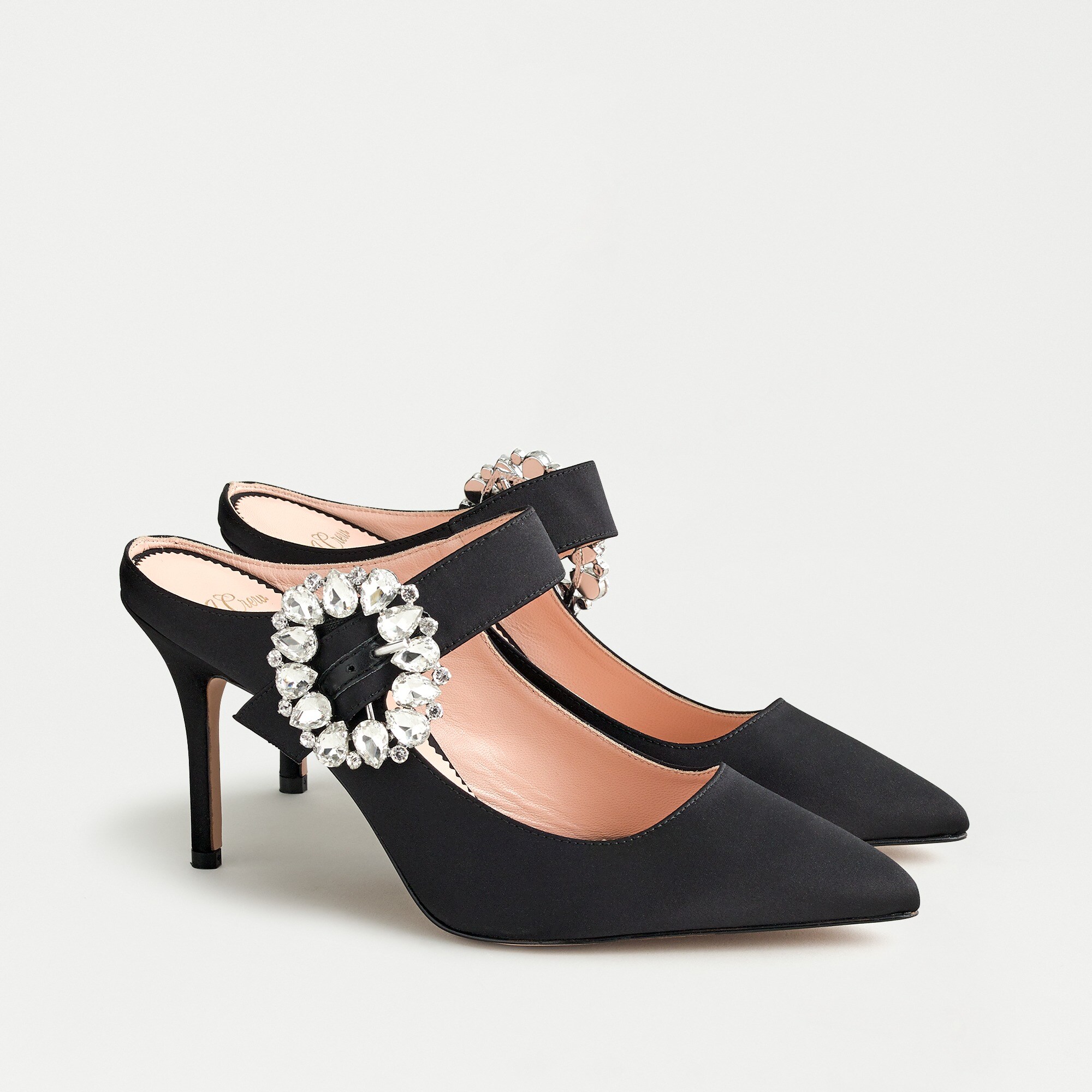 Elsie Mary Jane Satin Mules With Jewel Buckle For Women | J.Crew