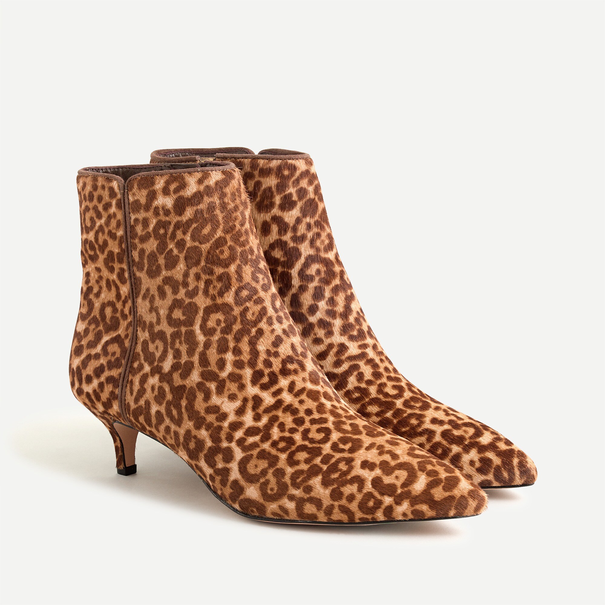 leopard kitten heel boots