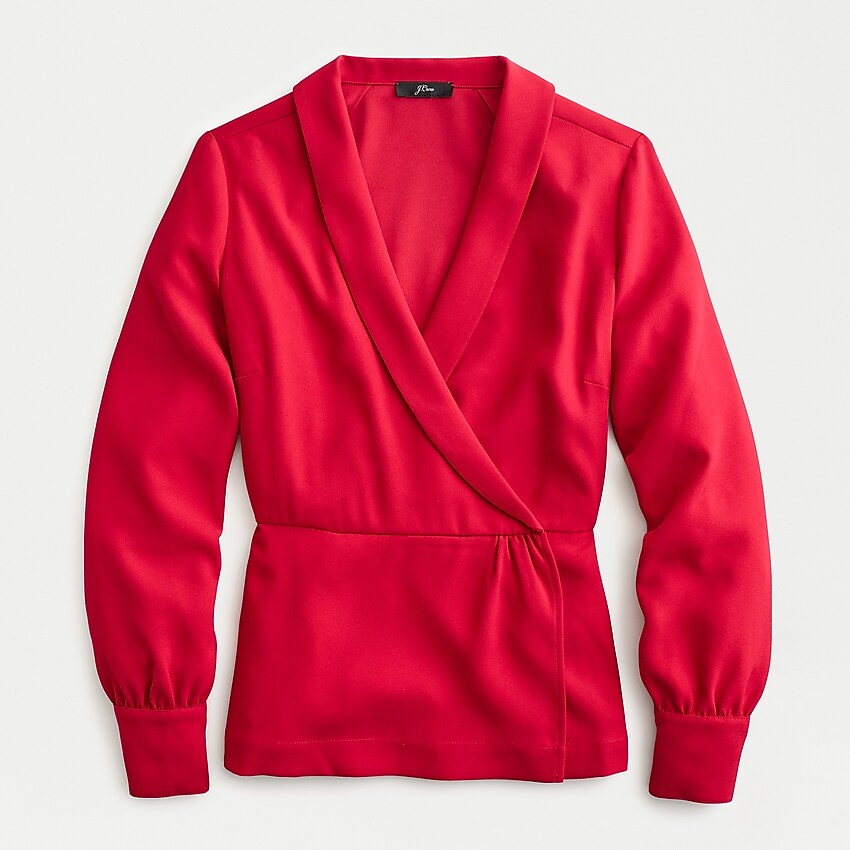 j.crew: drapey faux-wrap top in 365 crepe for women, right side, view zoomed