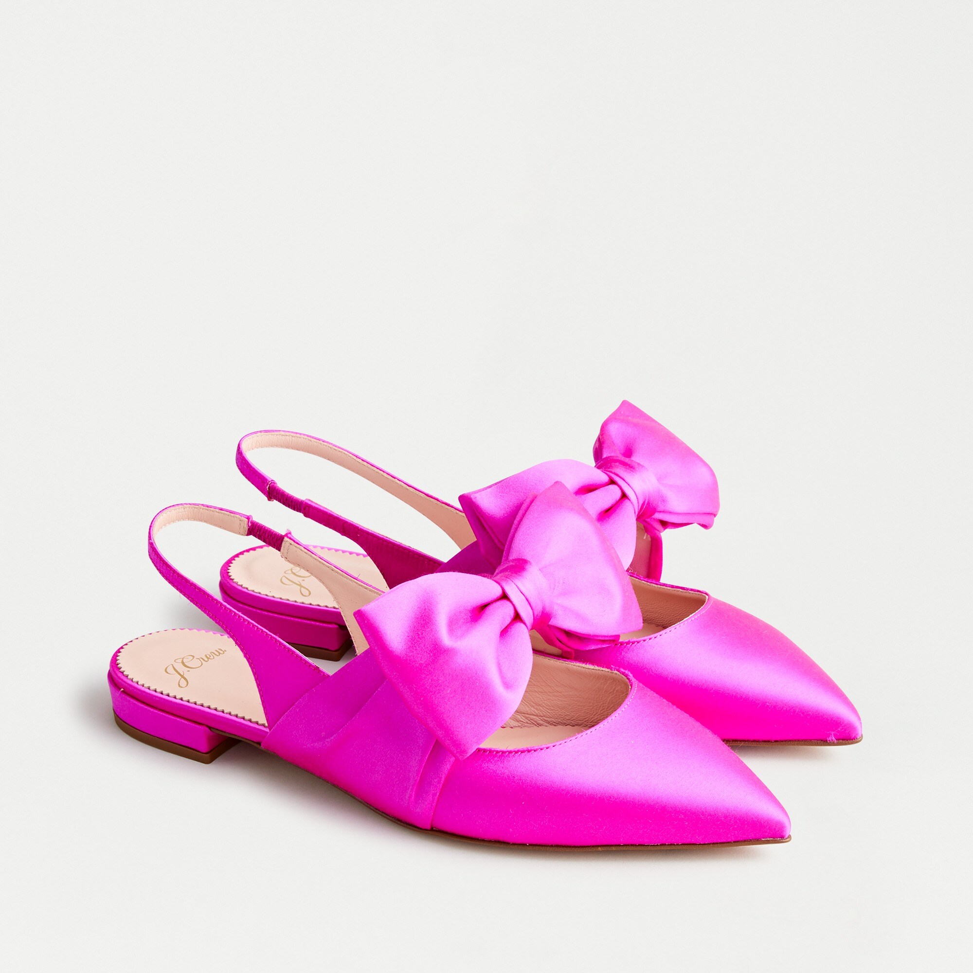 Gwen slingback flats with bow in satin
