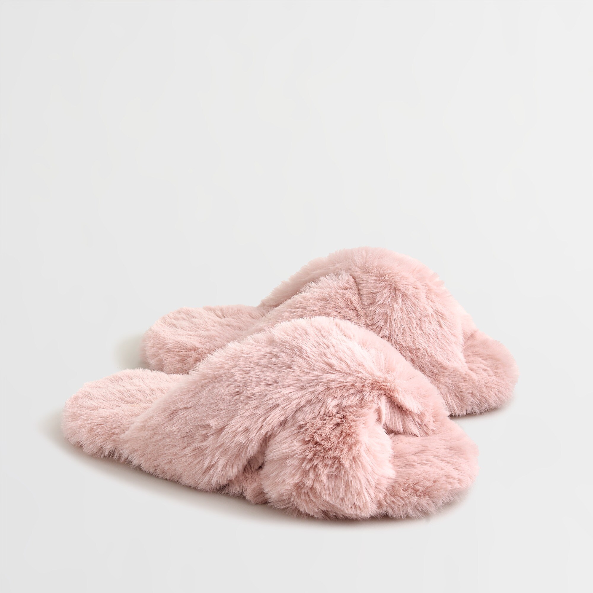 Fuzzy criss-cross slippers