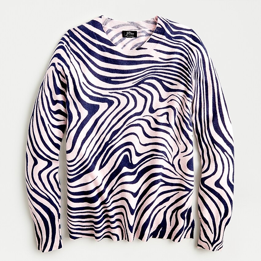j.crew: long-sleeve everyday cashmere crewneck sweater in zebra stripes, right side, view zoomed